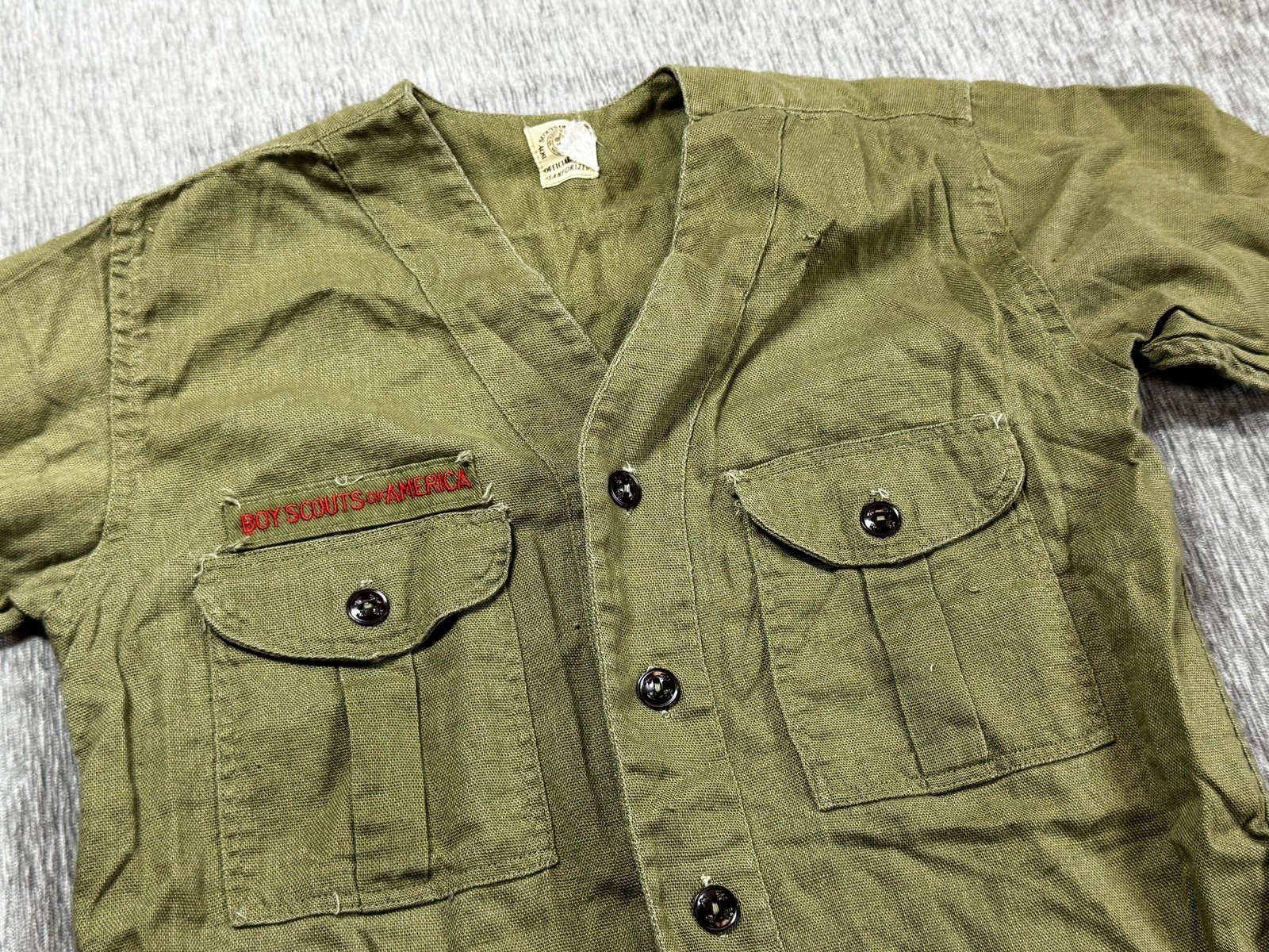 Vintage Boy Scouts Of America Shirt Boys Sanforized Green Official Uniform