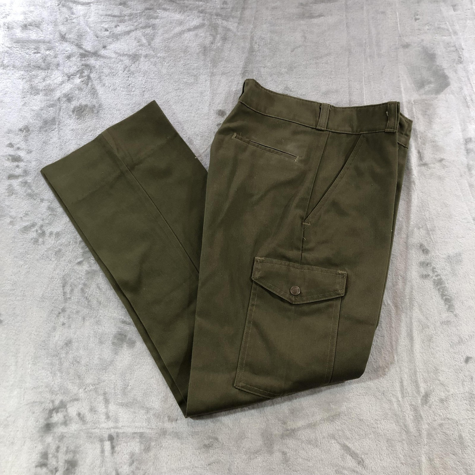 vtg Boy Scouts of America Pants Youth 26 Green Official Uniform Cargo Pockets