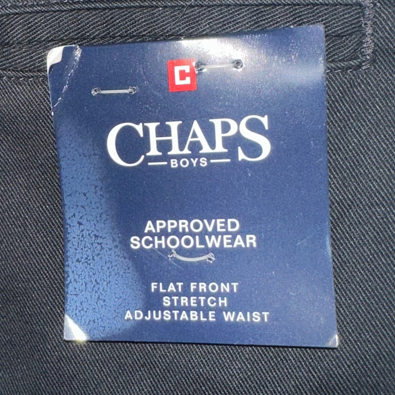 NWT Chaps Boys Black School Uniform Flat Front Stretch Twill Pants Size 4 Reg