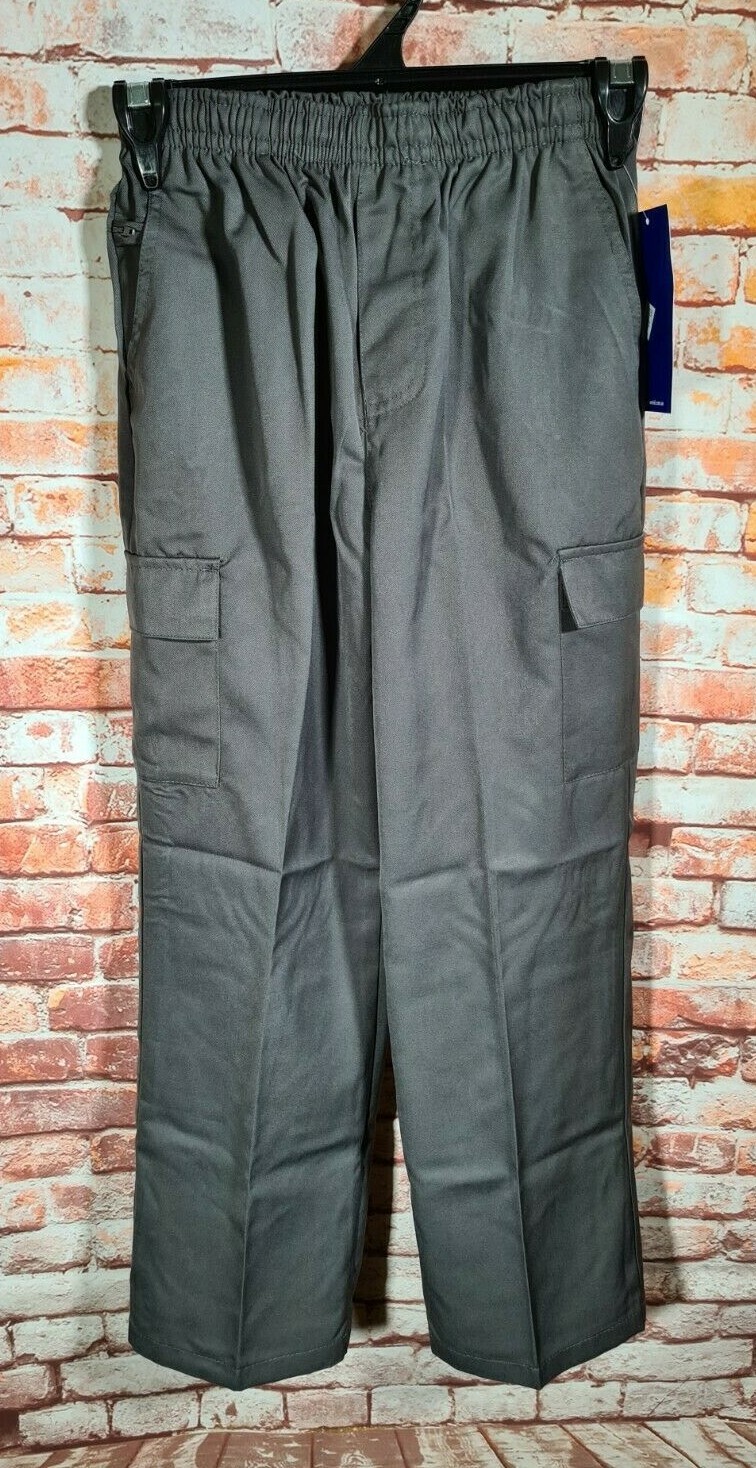 BNWT Boys Sz 10 LW Reid Dark Grey Elastic Waist Cargo Side Pocket School Pants