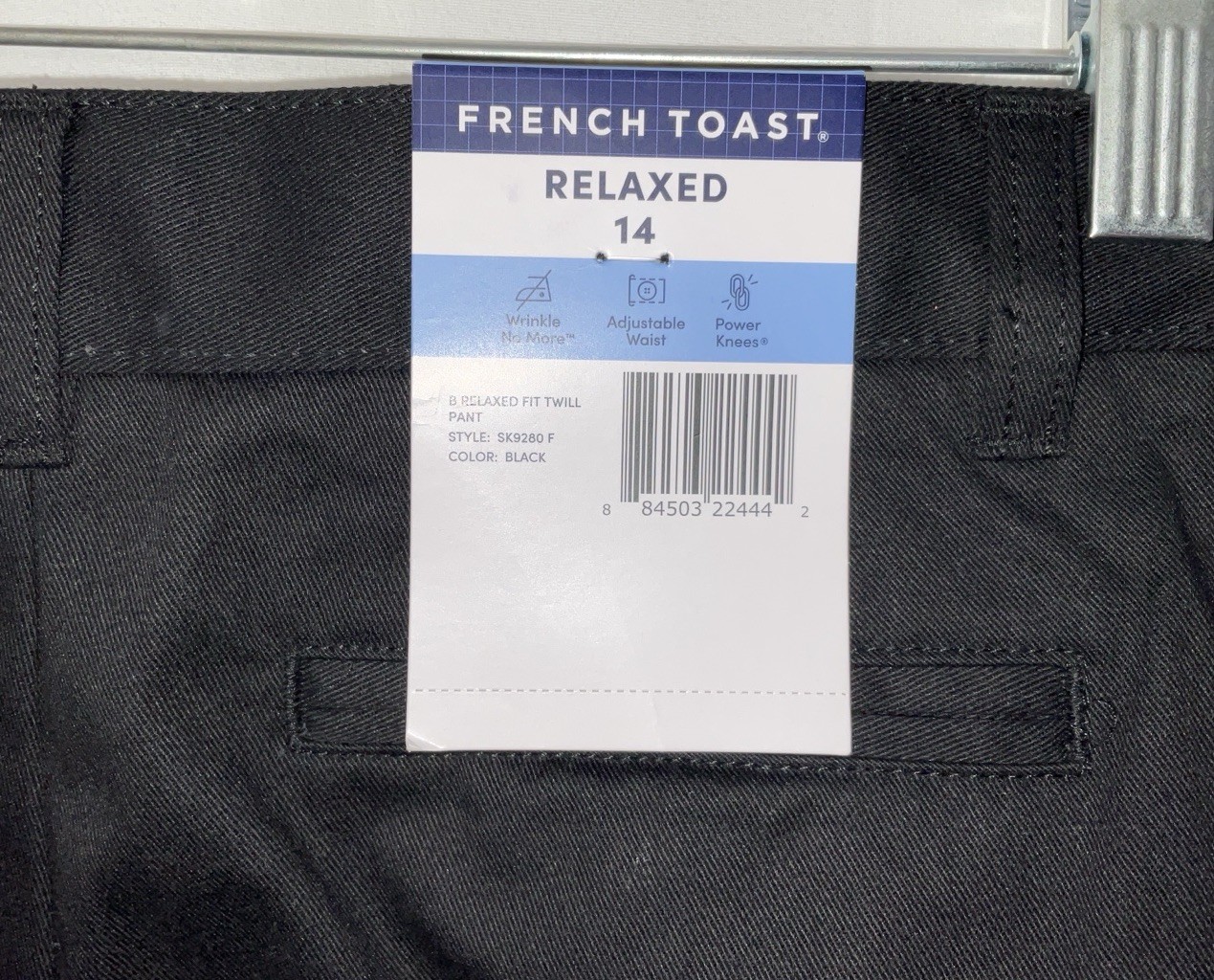 NWT Boy’s French Toast Adjustable Waist Relaxed Fit Uniform Pants Black Size 14