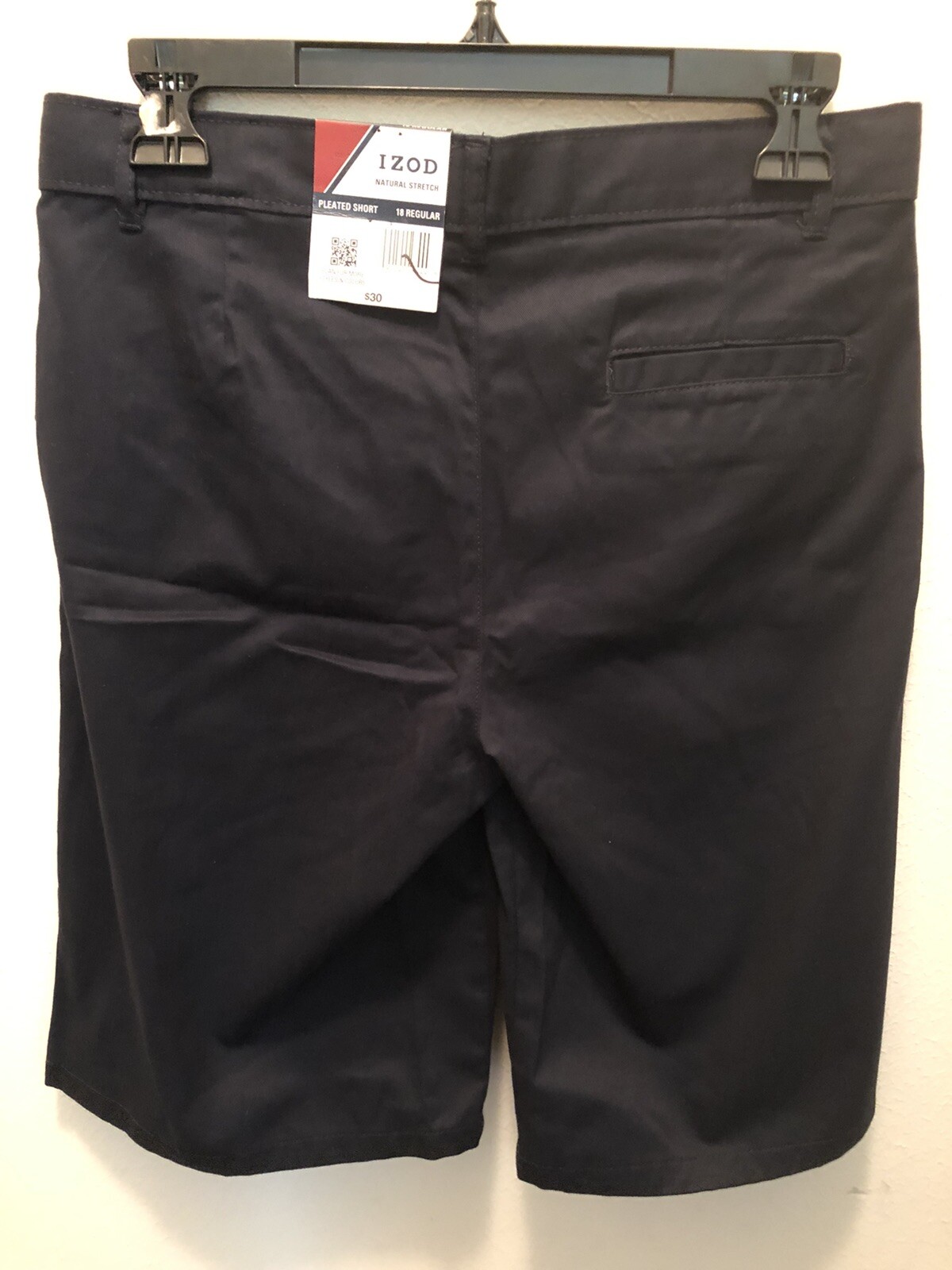 New Izod Boys School Uniform 18 Regular pleated shorts Navy Blue Natural STRETCH