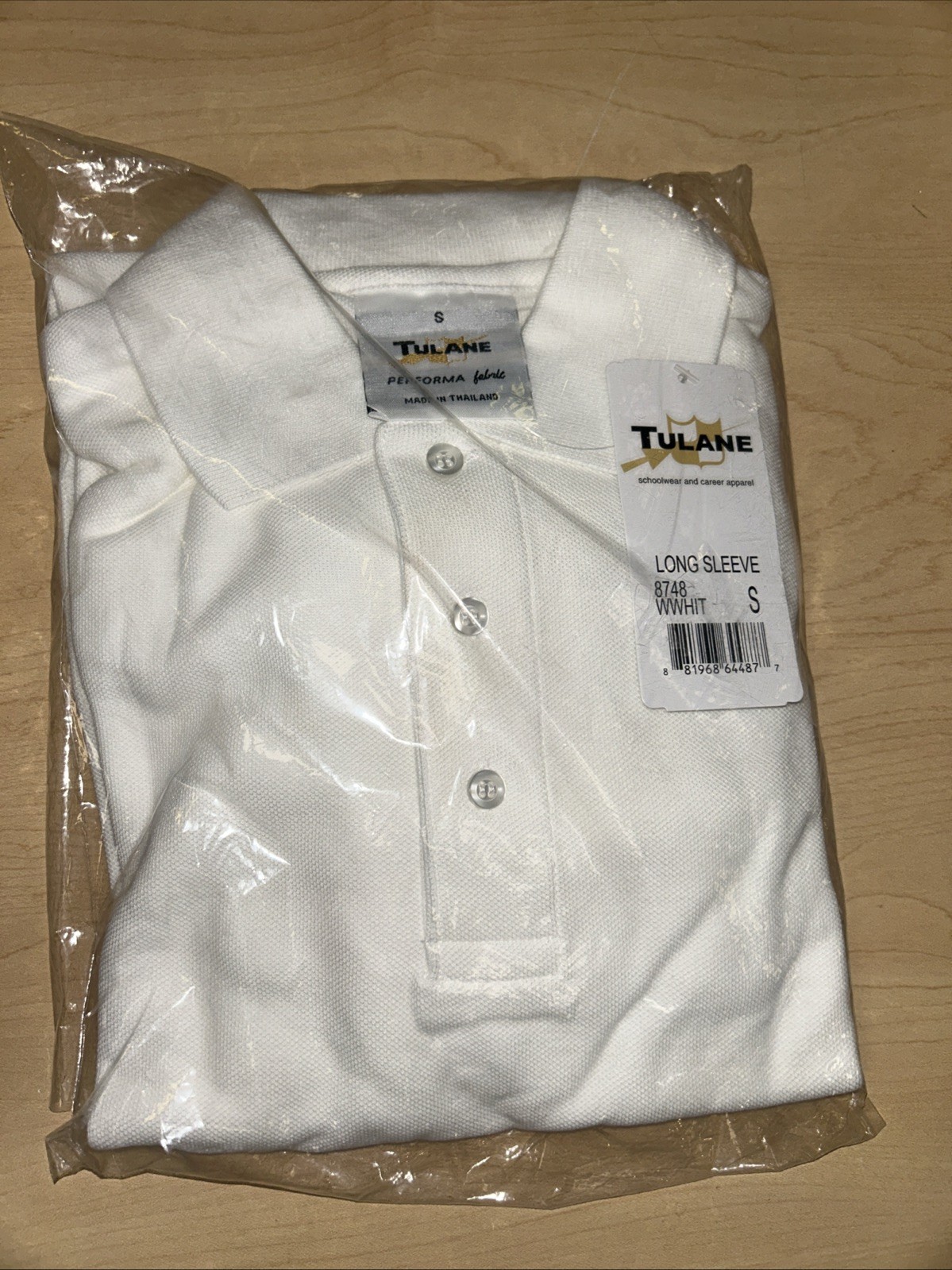New Unisex Tulane White Uniform Long-sleeve Polo Size Small.