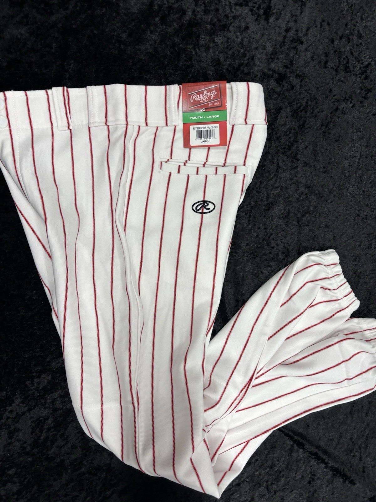 Rawlings Youth Baseball Pants White Red Pinstripes Size Large New