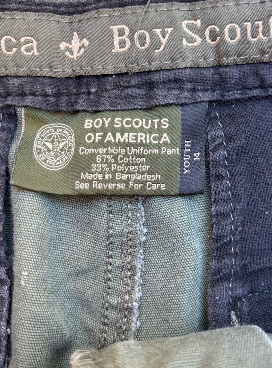 Boy Scouts Of America Green Cargo Shorts Uniform Youth 14