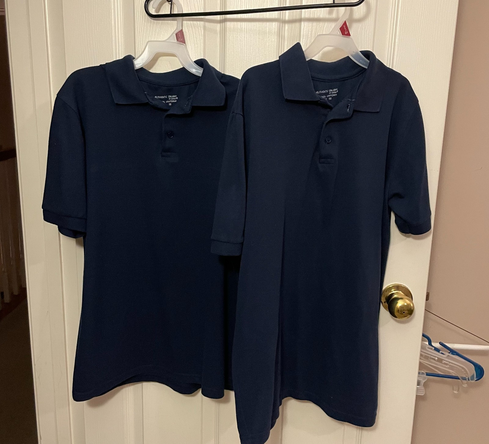 Lot of 2 Boy’s Blue Short Sleeve School Uniform Polo Shirts Sz: 18/XL Pre Owned