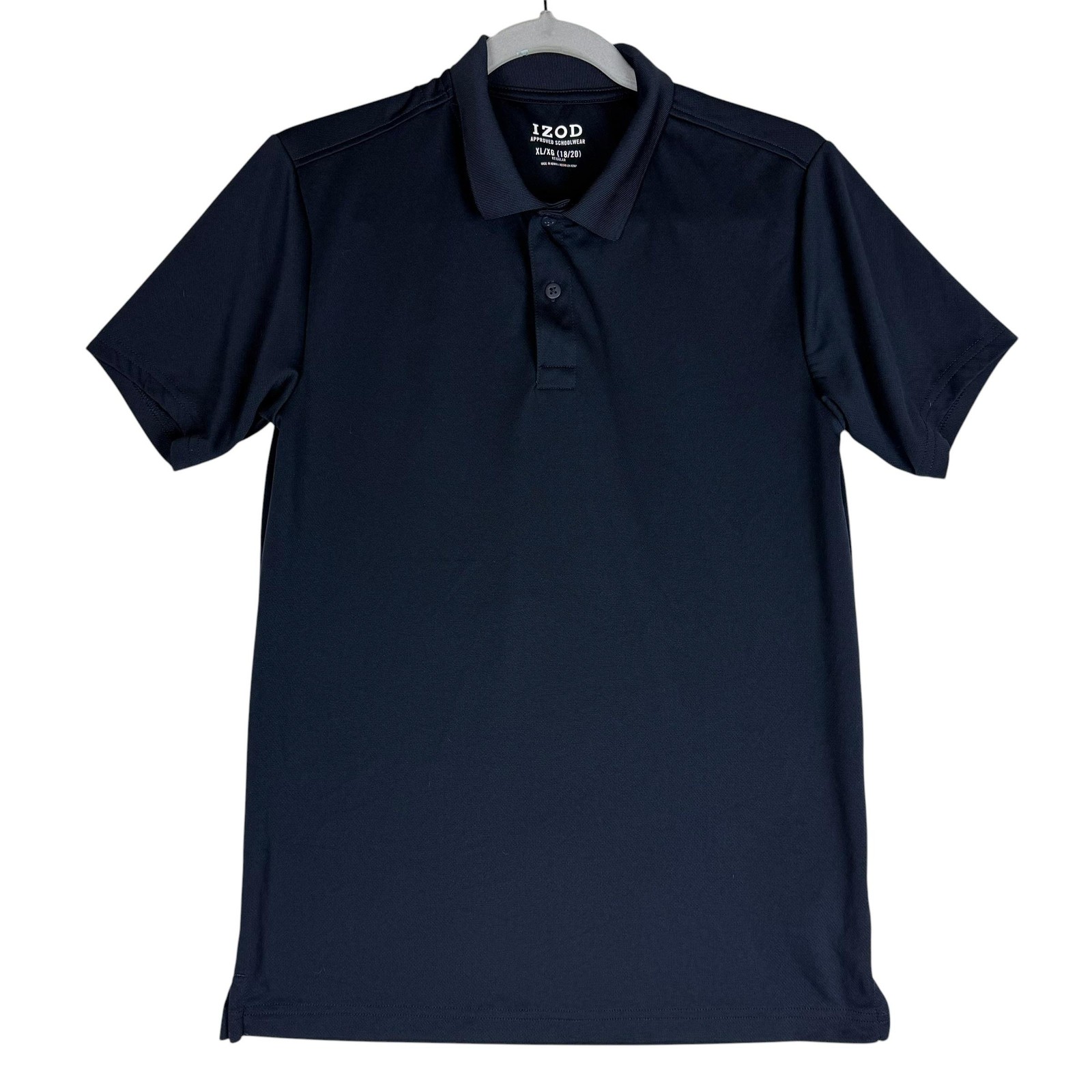 IZOD Polo Shirt Boys 18-20 Blue Uniform Short Sleeve Knit Schoolwear Regular Fit