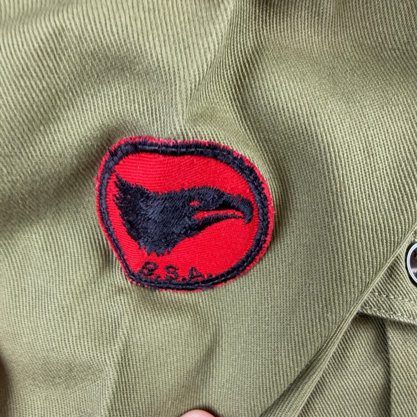 Vintage Boy Scouts Of America Shirt Boys Medium Green Uniform Twill Patches