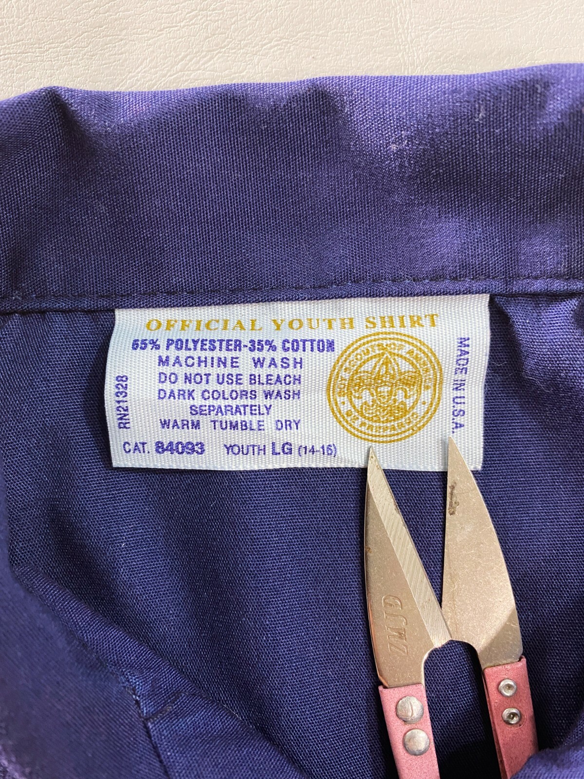 Boy Scouts Of America Boys Shirt Size LG 14-15 Blue Collared Pockets Button Up