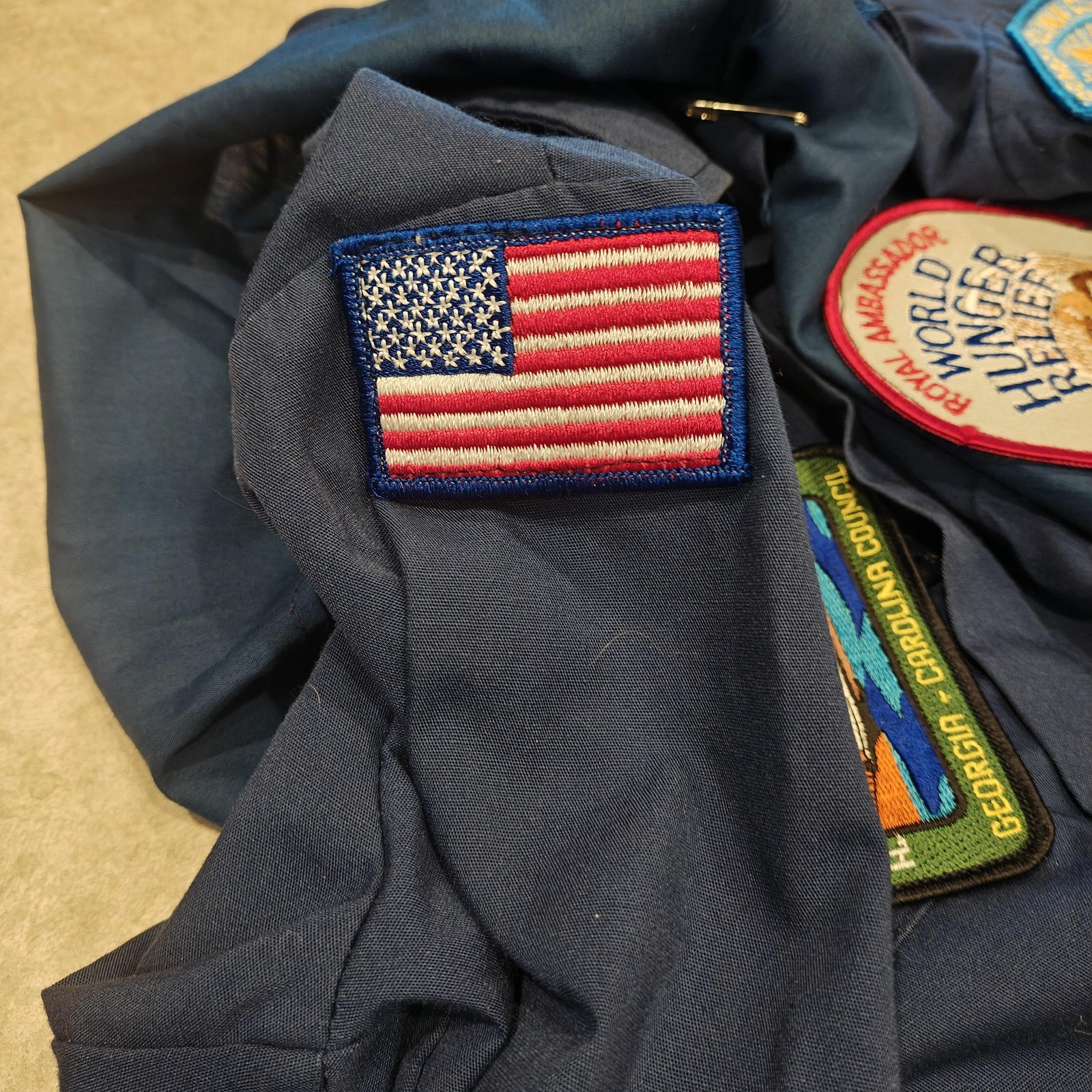 VTG Boy Scouts Of America Uniform Shirt Youth Medium 10-12 Blue Patches 1994