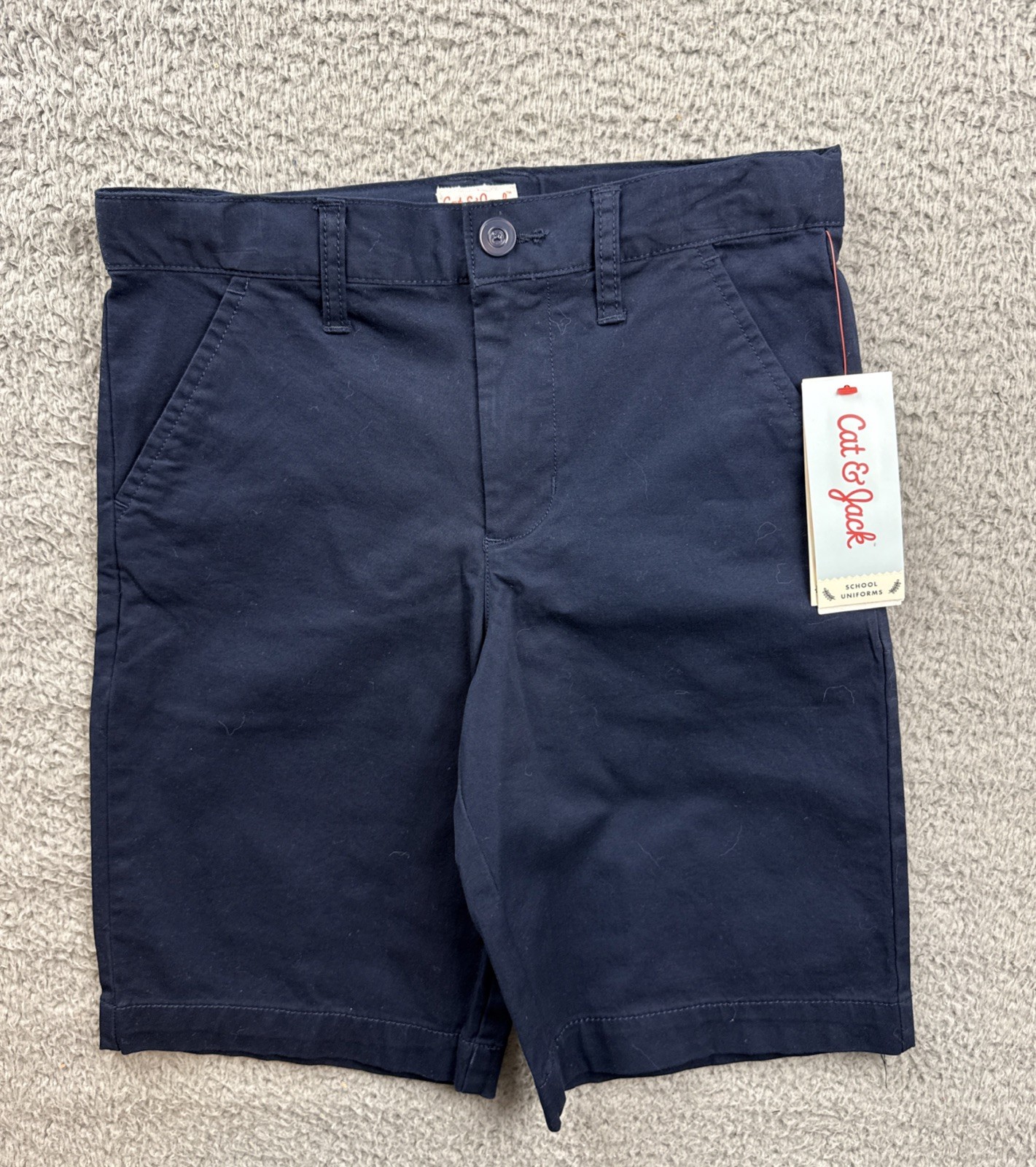 Cat & Jack Boys Youth 10 Blue Flat Front School Uniform Chino Shorts