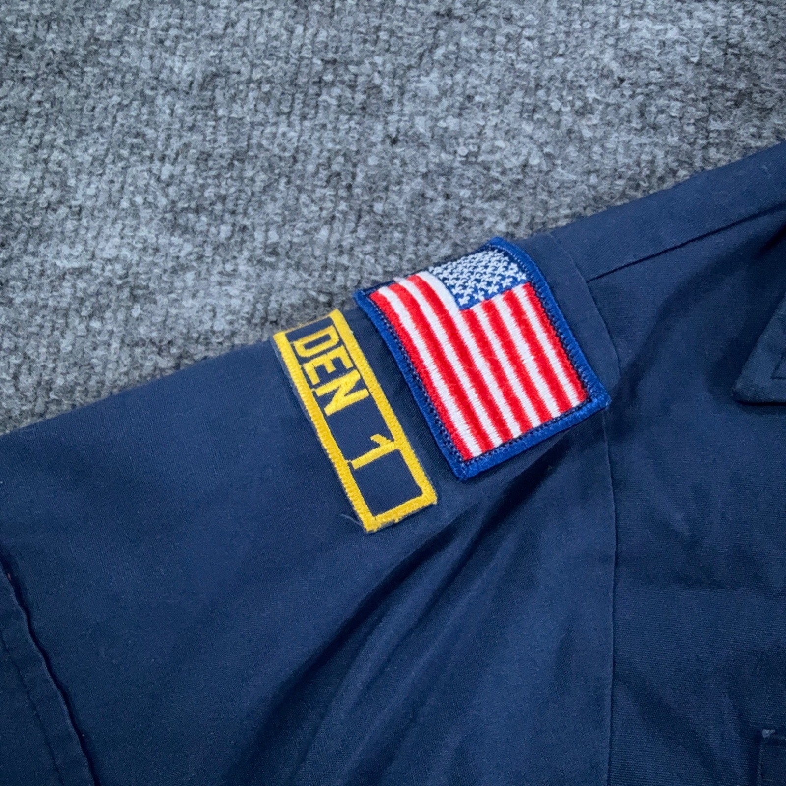 Vtg Boy Scouts of America Uniform Shirt Boys Large 14-16 Blue Patches Short
