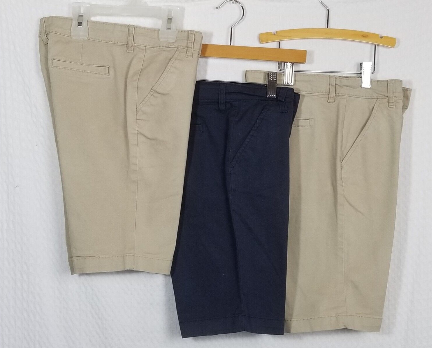 Old Navy Boys Built-In Flex Straight Uniform Shorts Blue/Beige Size 14 Lot of 3