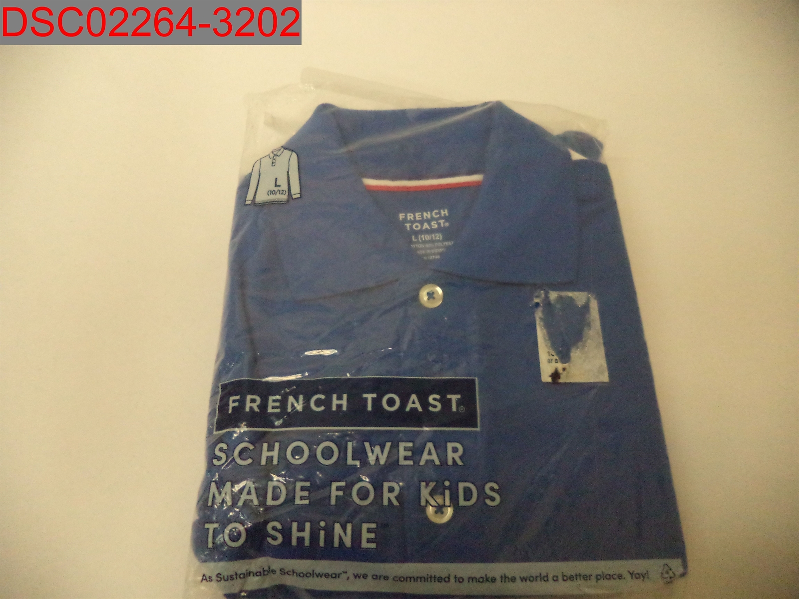 French Toast Boys Royal Blue Long Sleeve Pique Polo, Size L (10/12) 884503503066