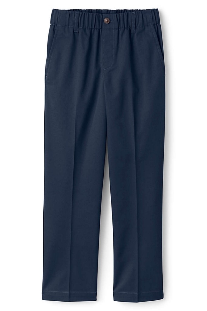 LANDS END Navy School Uniform Elastic Waist Pull-On Pants Boys 12 INSEAM 27″ NEW