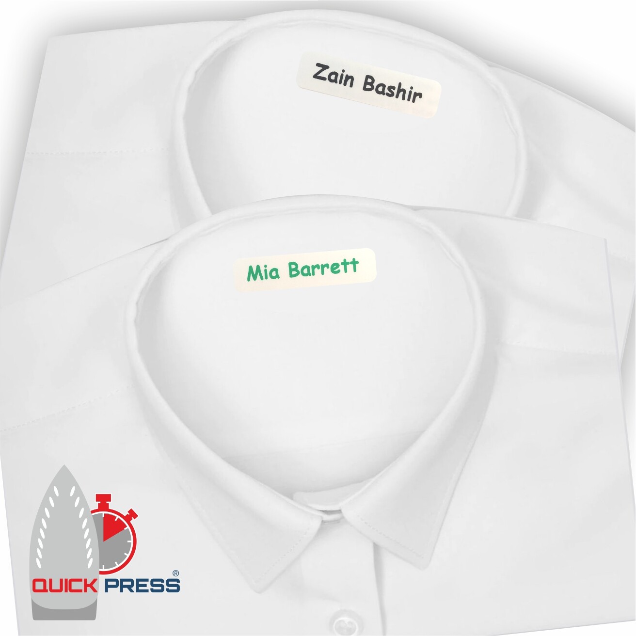 100 QuickPress™ Iron-on Nametapes Printed Name Labels/Tags for uniforms/carehome