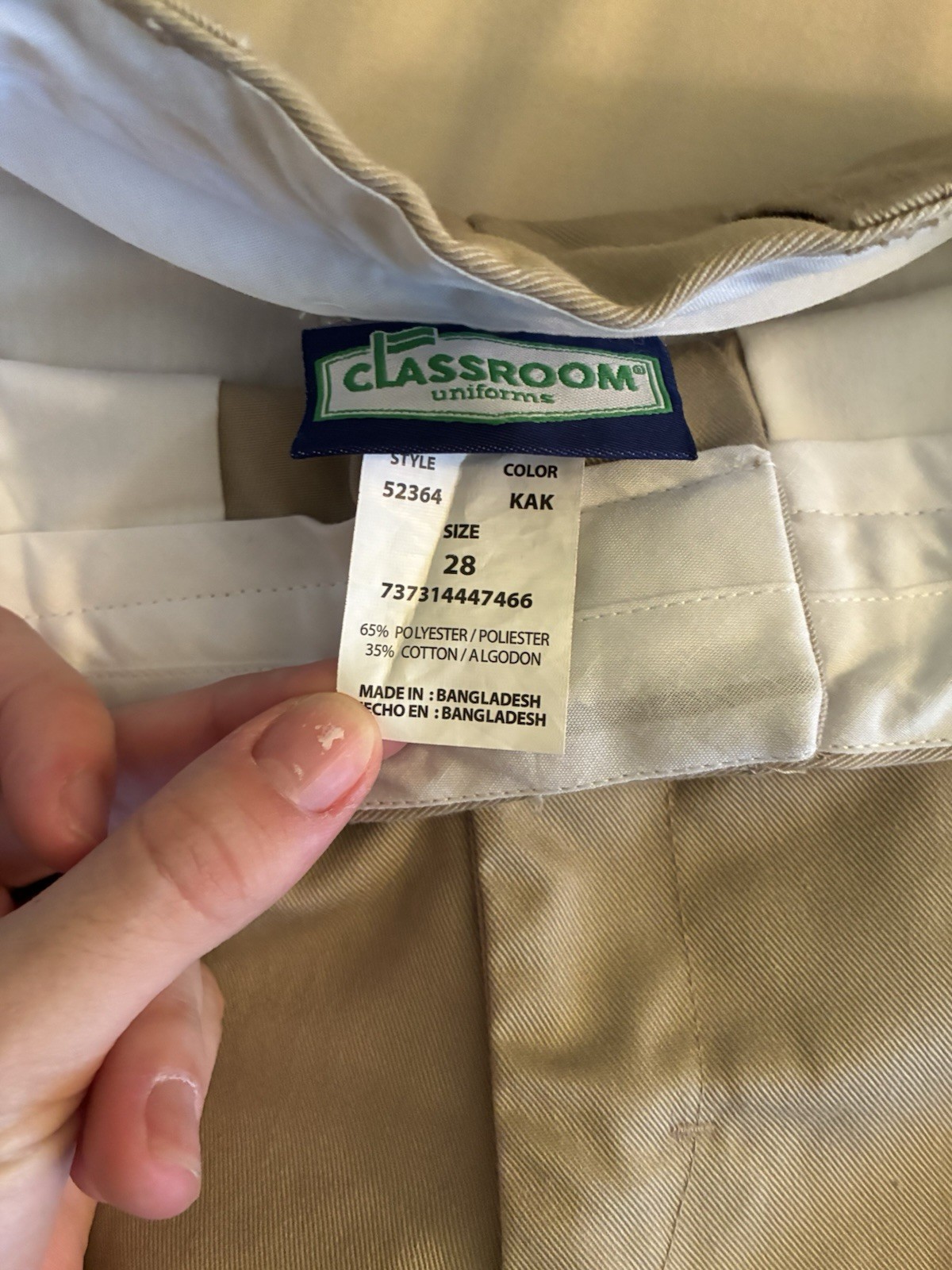 Classroom Uniforms Boys Khaki Uniform Shorts Size 28 Twill Pockets Zip