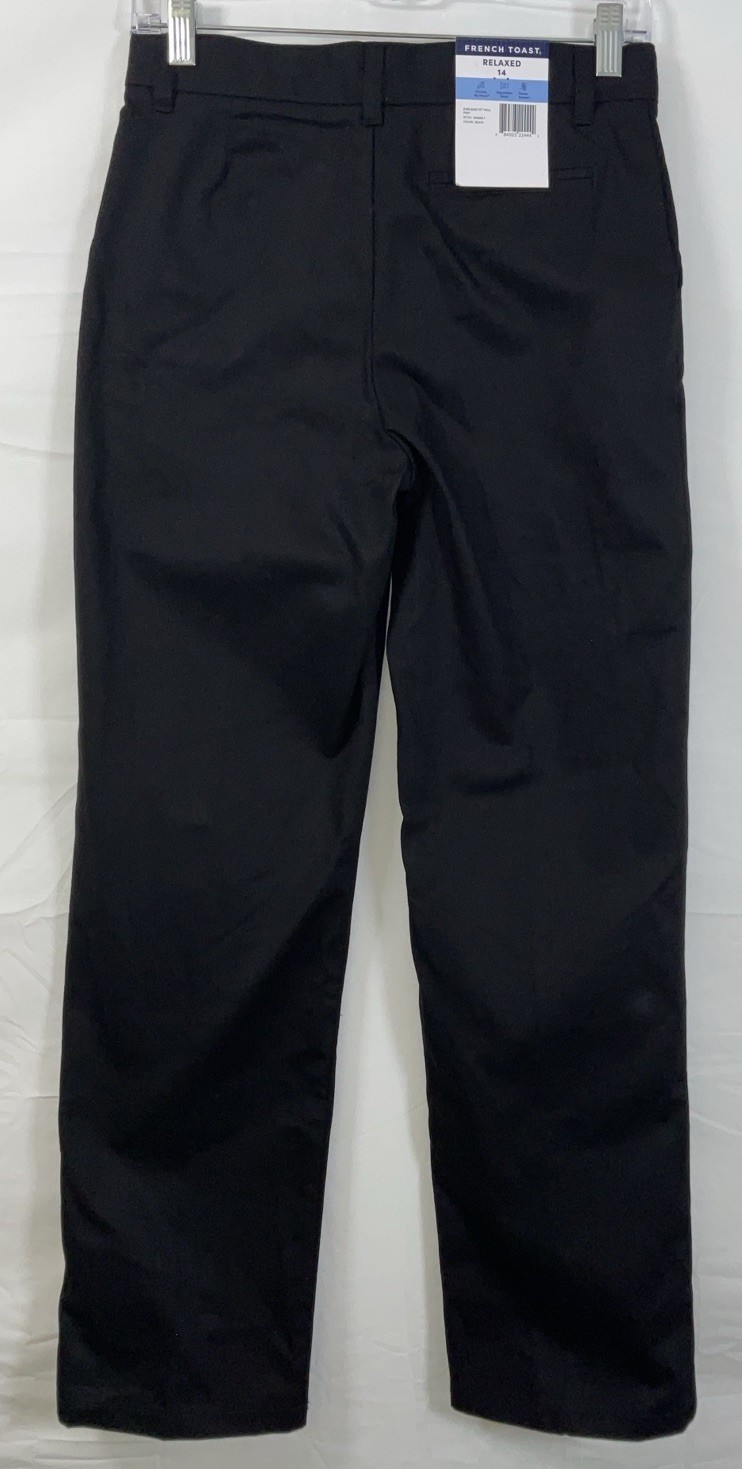 NWT Boy’s French Toast Adjustable Waist Relaxed Fit Uniform Pants Black Size 14