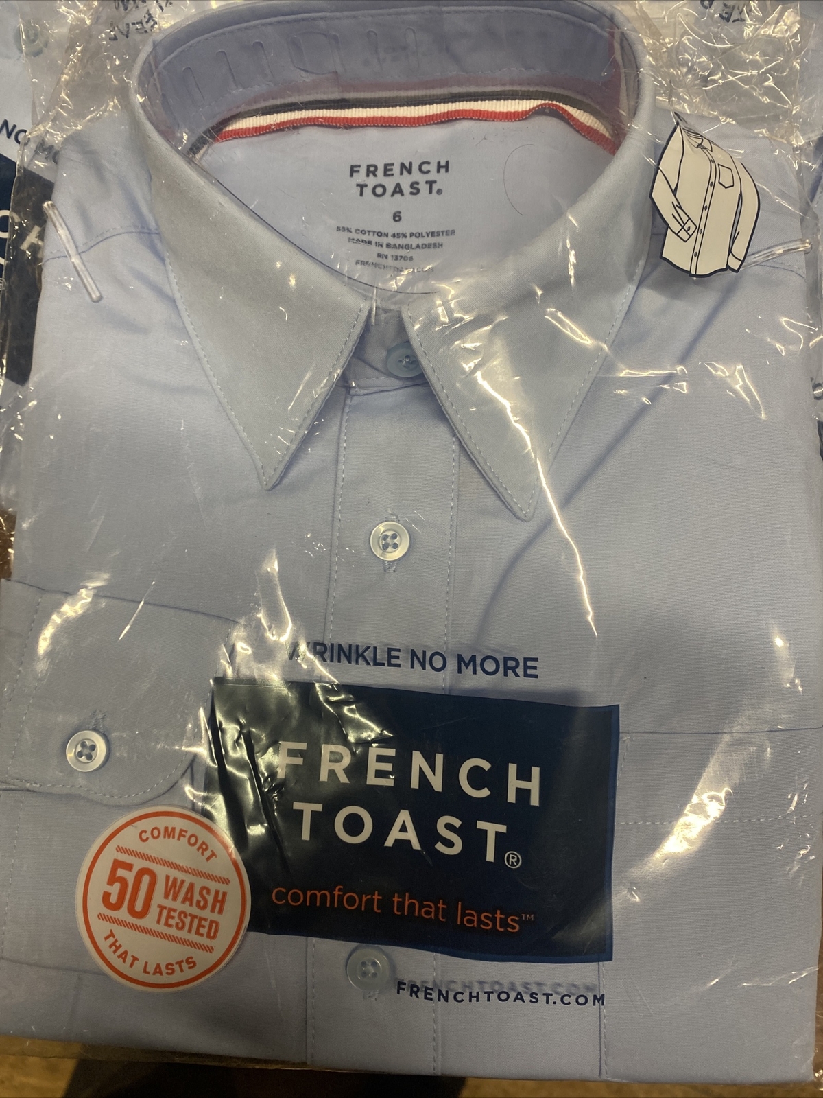 french toast Size 6 boys youth school shirt Light blue Dress Collar lot of 5