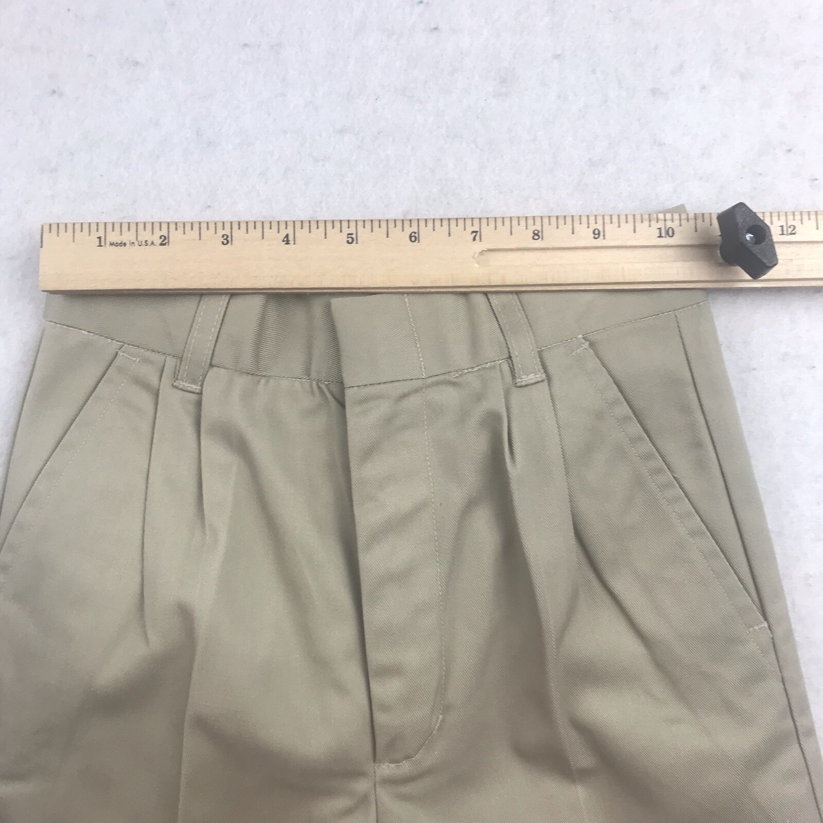 Authentic School Uniform Shorts Boys 7 Beige Elastic Waist Pleated Front NWT