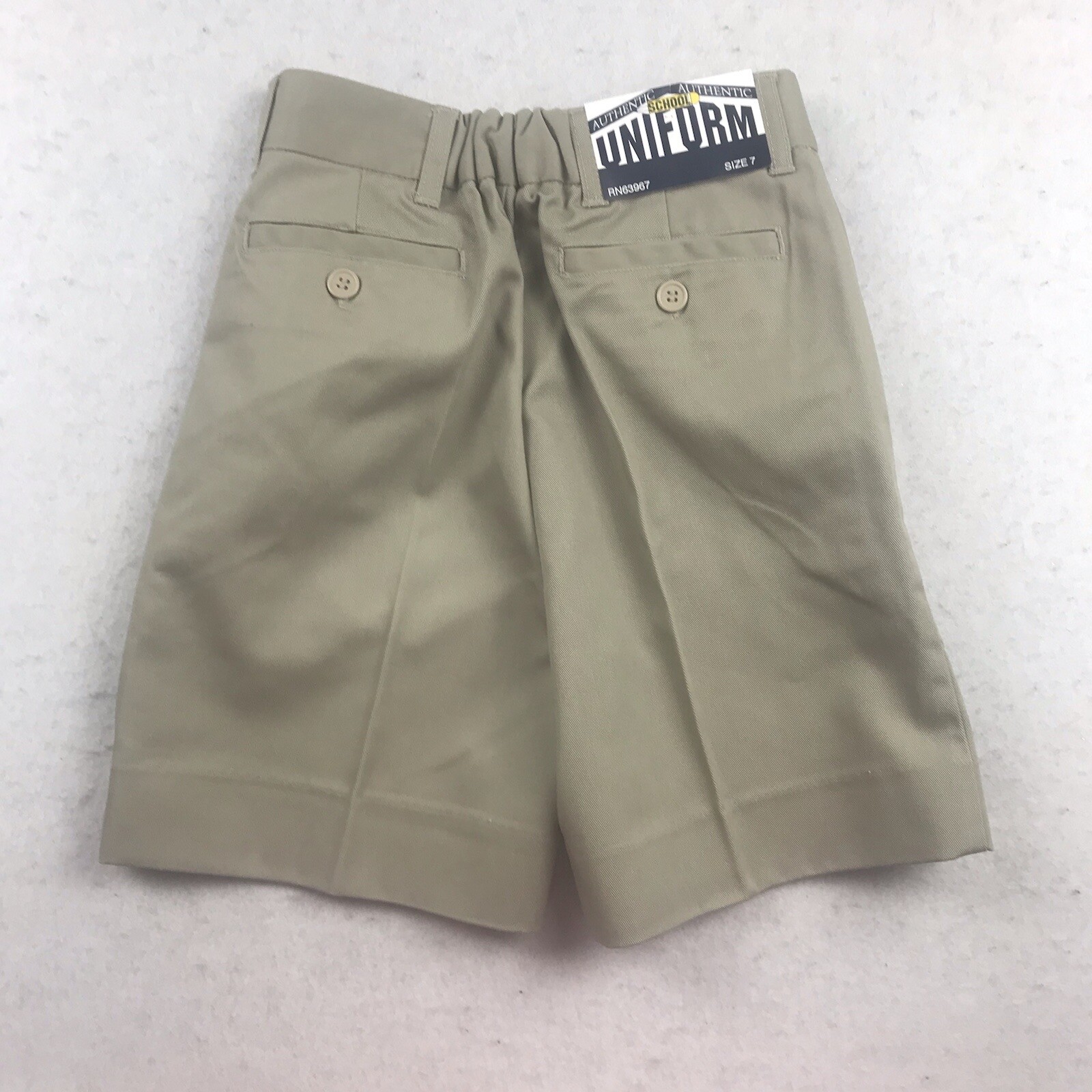 Authentic School Uniform Shorts Boys 7 Beige Elastic Waist Pleated Front NWT