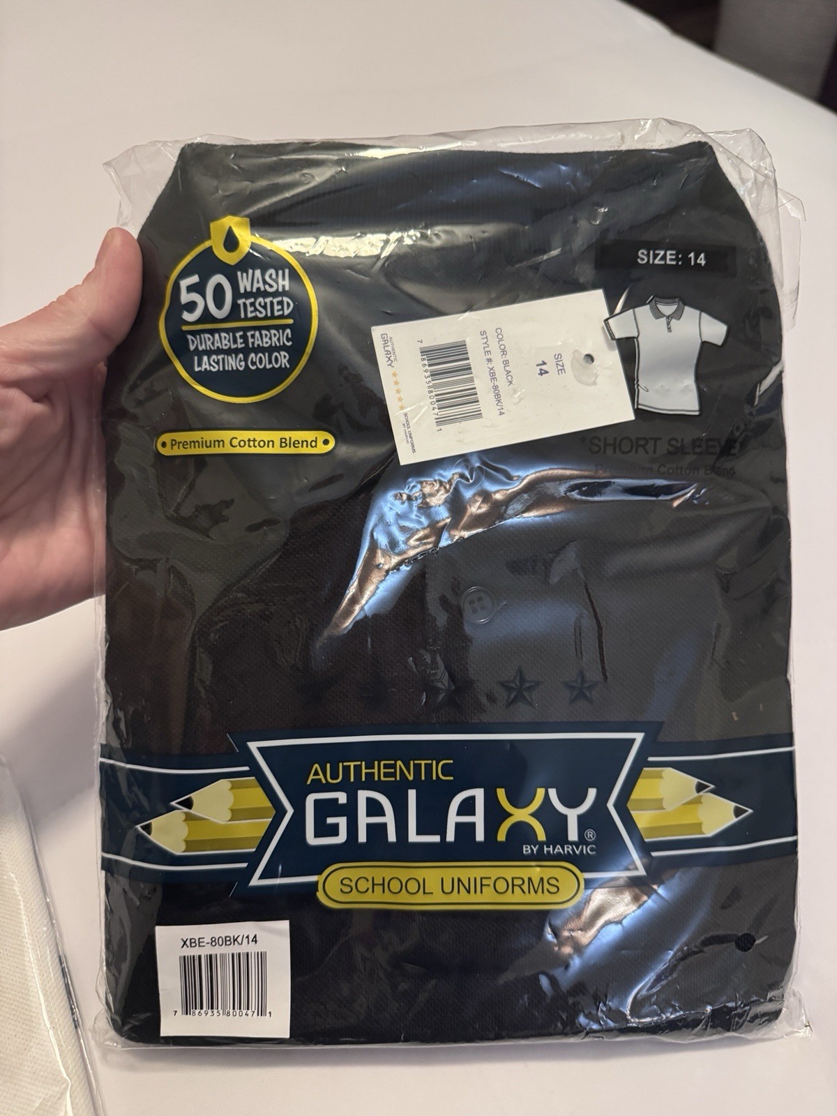 Galaxy by Harvic 2 Black & 1 White School Uniform Polo Shirt Size 14 Set of 3