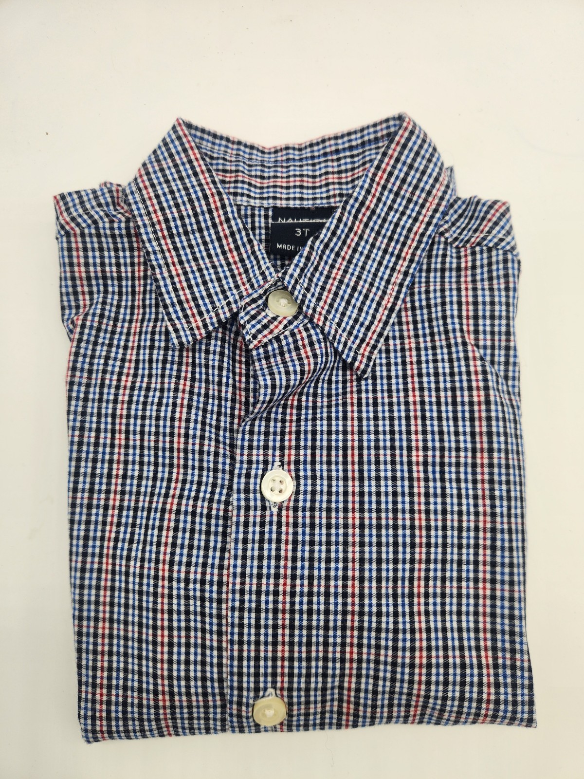 NWOT-Nautica Toddler Boys Plaid Button Down Dress Shirt Long Sleeve Size 3T