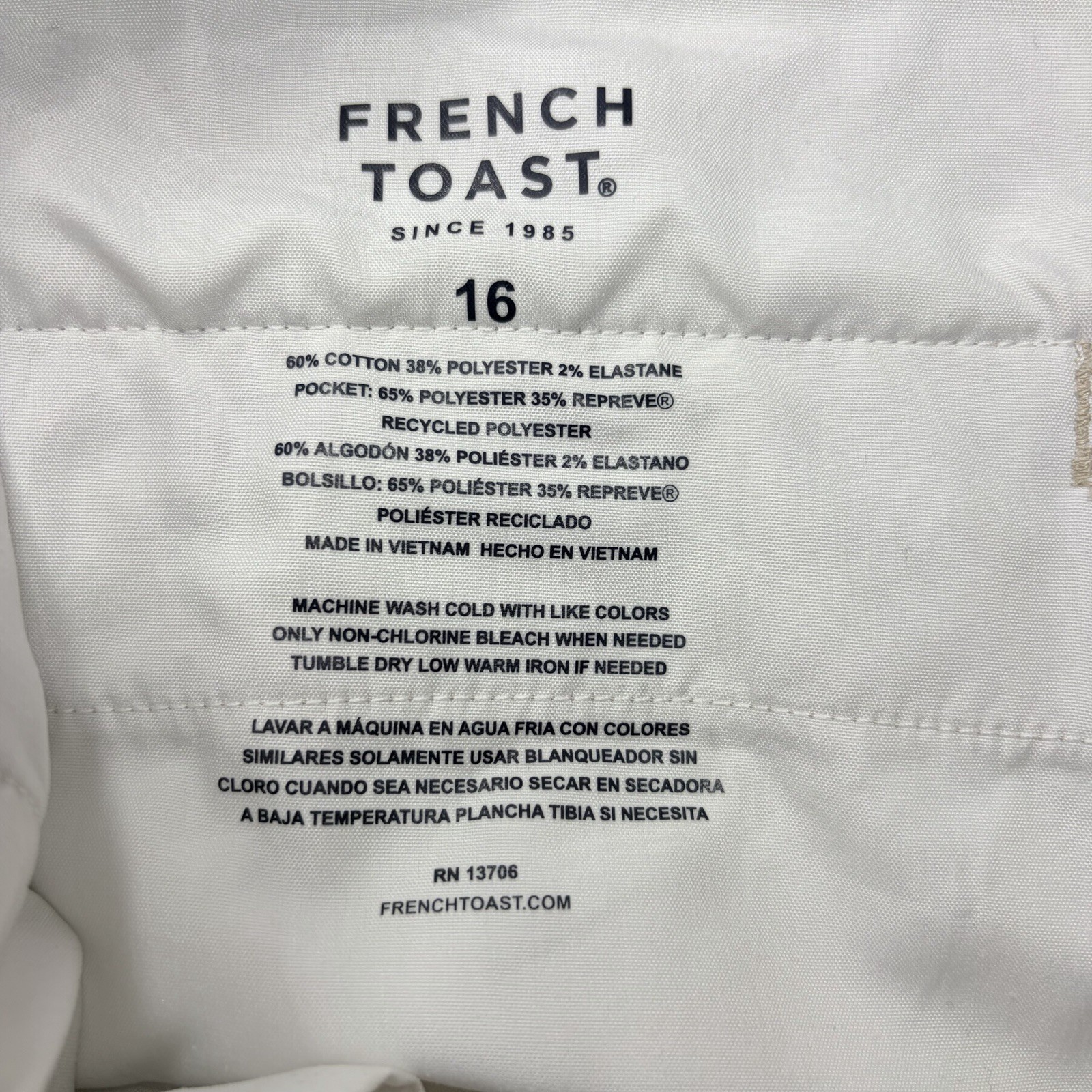 French Toast Boys Khaki School Uniform Pants Lot 2 Size 16 Straight Stretch