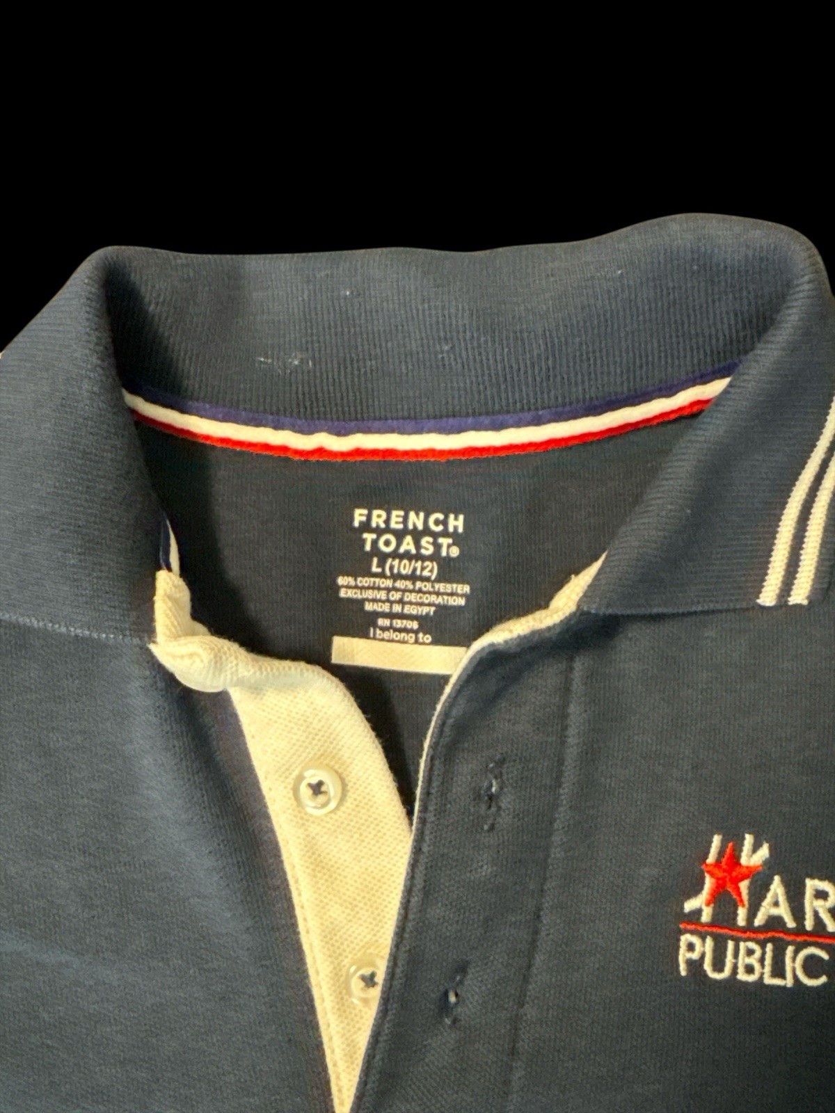 Harmony Public Schools Navy Uniform Polo Shirt Middle School Size Youth Large
