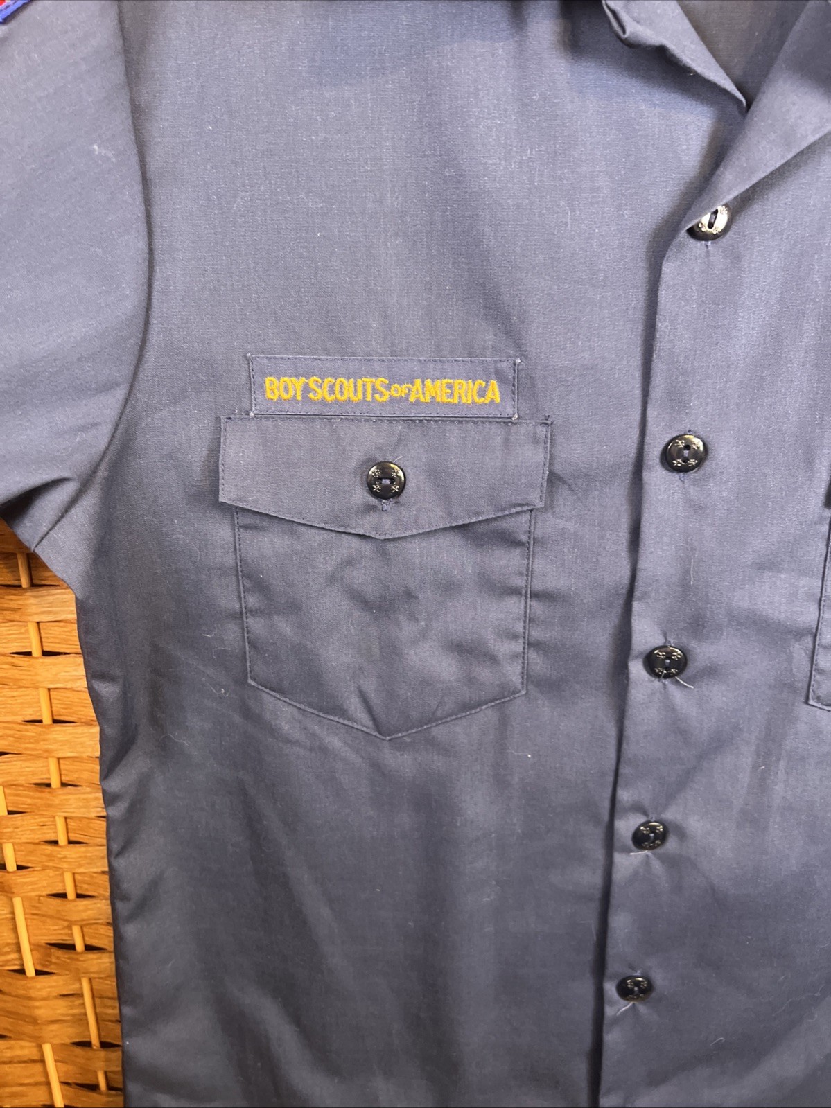 VTG Boy Scouts of America Shirt Youth X Large Blue Uniform Short Sleeve BSA USA