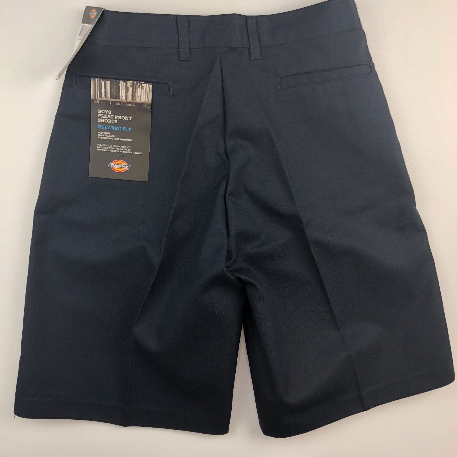 Dickies Boys Navy Pleat Front Relaxed Fit Uniform Shorts, Size 20R/29W