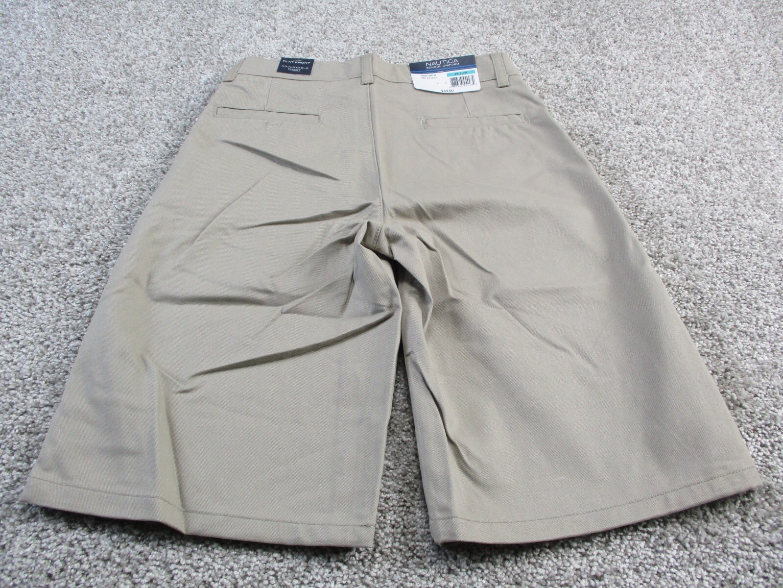 Nautica Shorts Unisex 16 Khaki Adjustable Waist with Stretch School Uniform NWT