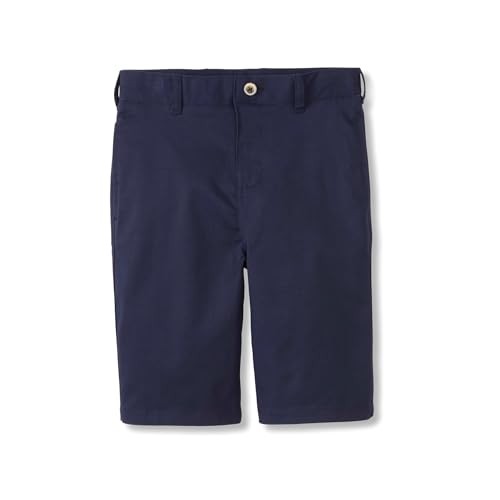 Boys Flat Front Stretch Twill Shorts with Adjustable Waist in Standard 7 Navy