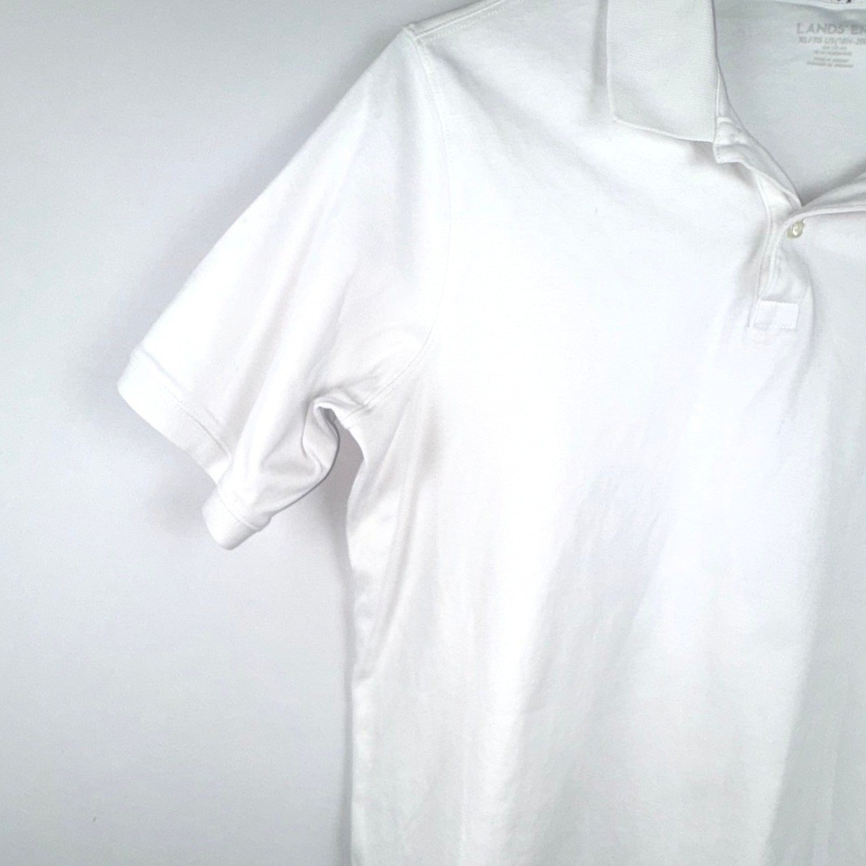 Lands’ End Polo Shirt Kids XL 18-20 White Short Sleeve Cotton School Uniform