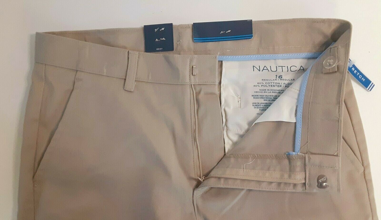 NWT Boys 16R NAUTICA Pants Stretch Khaki Adj. Waist Dressy Casual School Uniform
