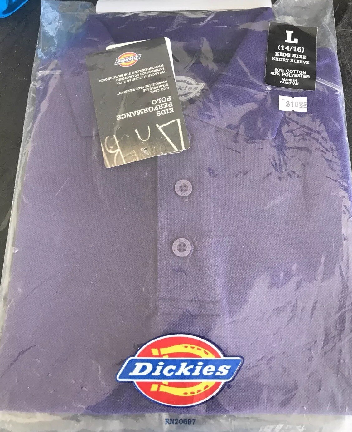 Dickies Kids Short Sleeve Polo Shirt Uniform Purple Size Large 14-16