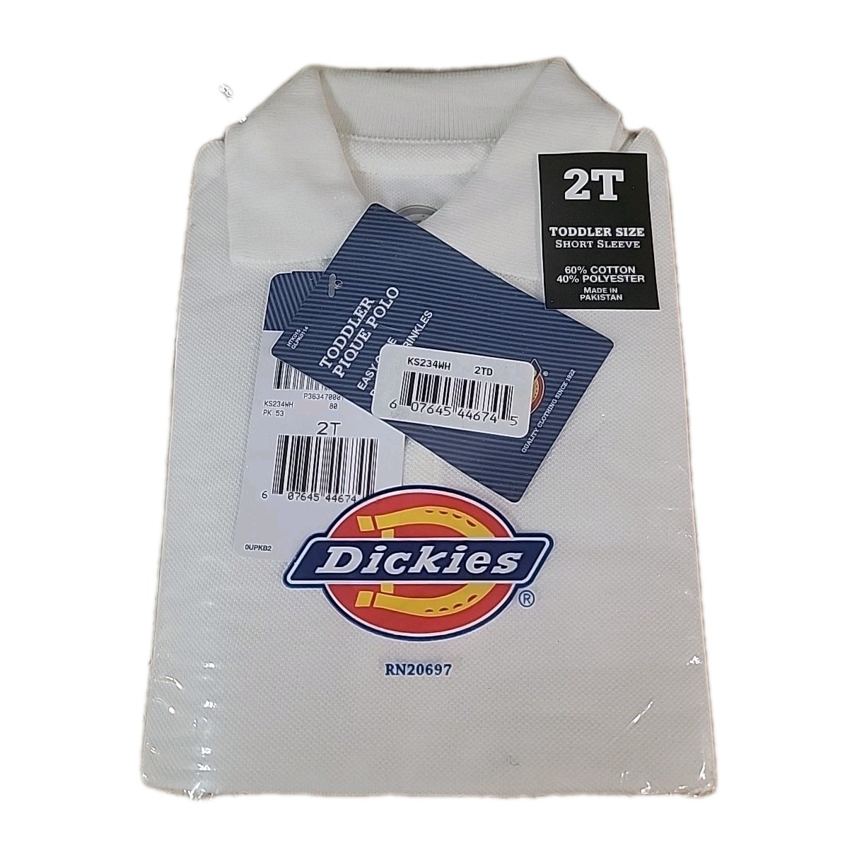 Dickies KS234WH Toddler Polo 2T White Short Sleeve Uniform School