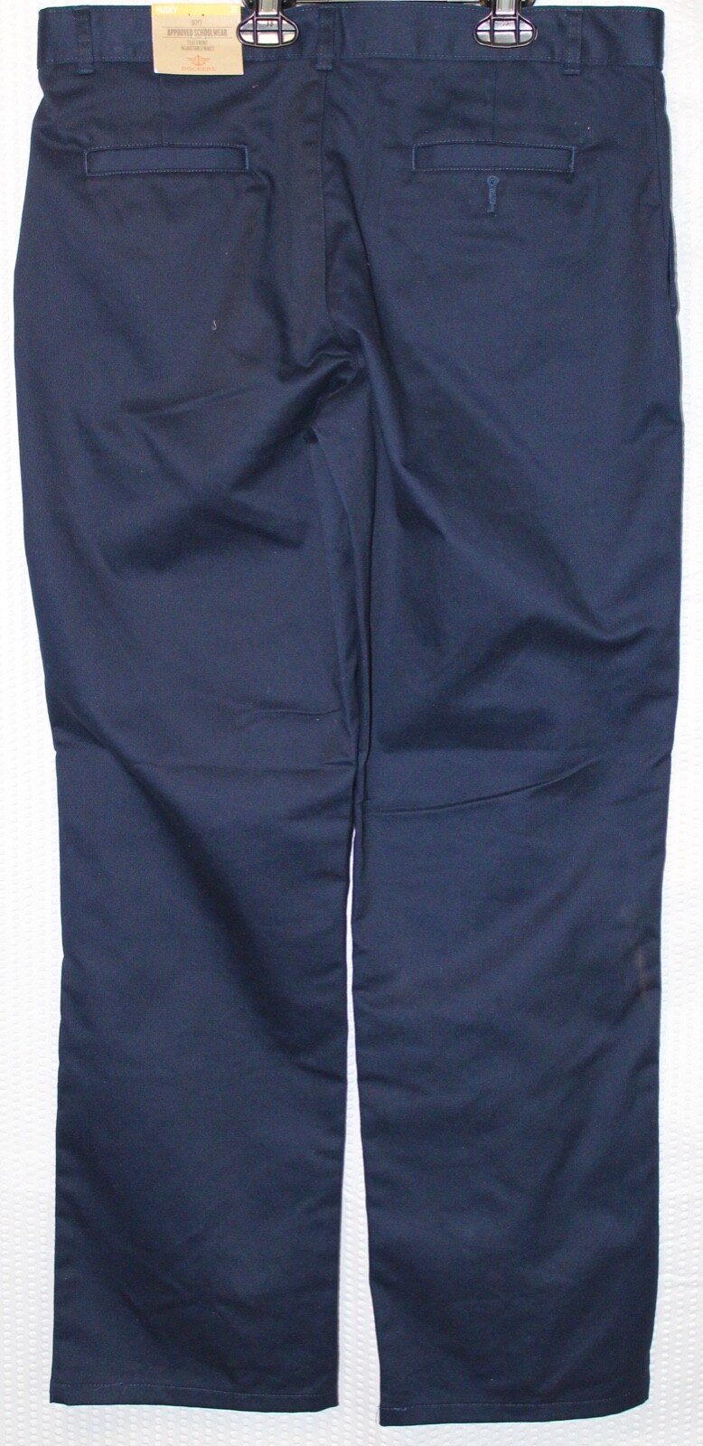 DOCKERS APPROVED SCHOOL WEAR UNIFORM TWILL BOYS PANTS, SIZE 32 HUSKY, NAVY, D40
