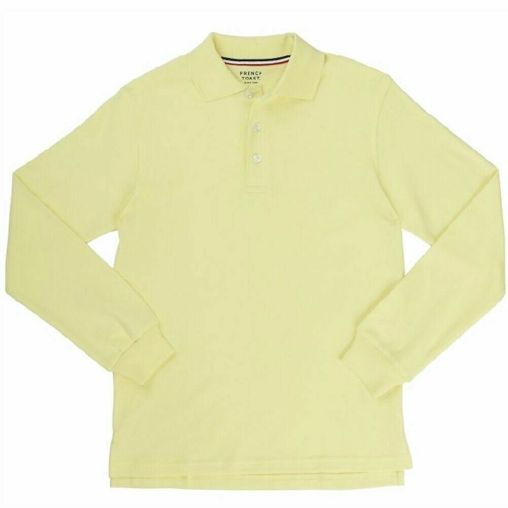 *NEW* French Toast Boys’ Long-Sleeve Pique Polo Shirt Yellow L (10/12)