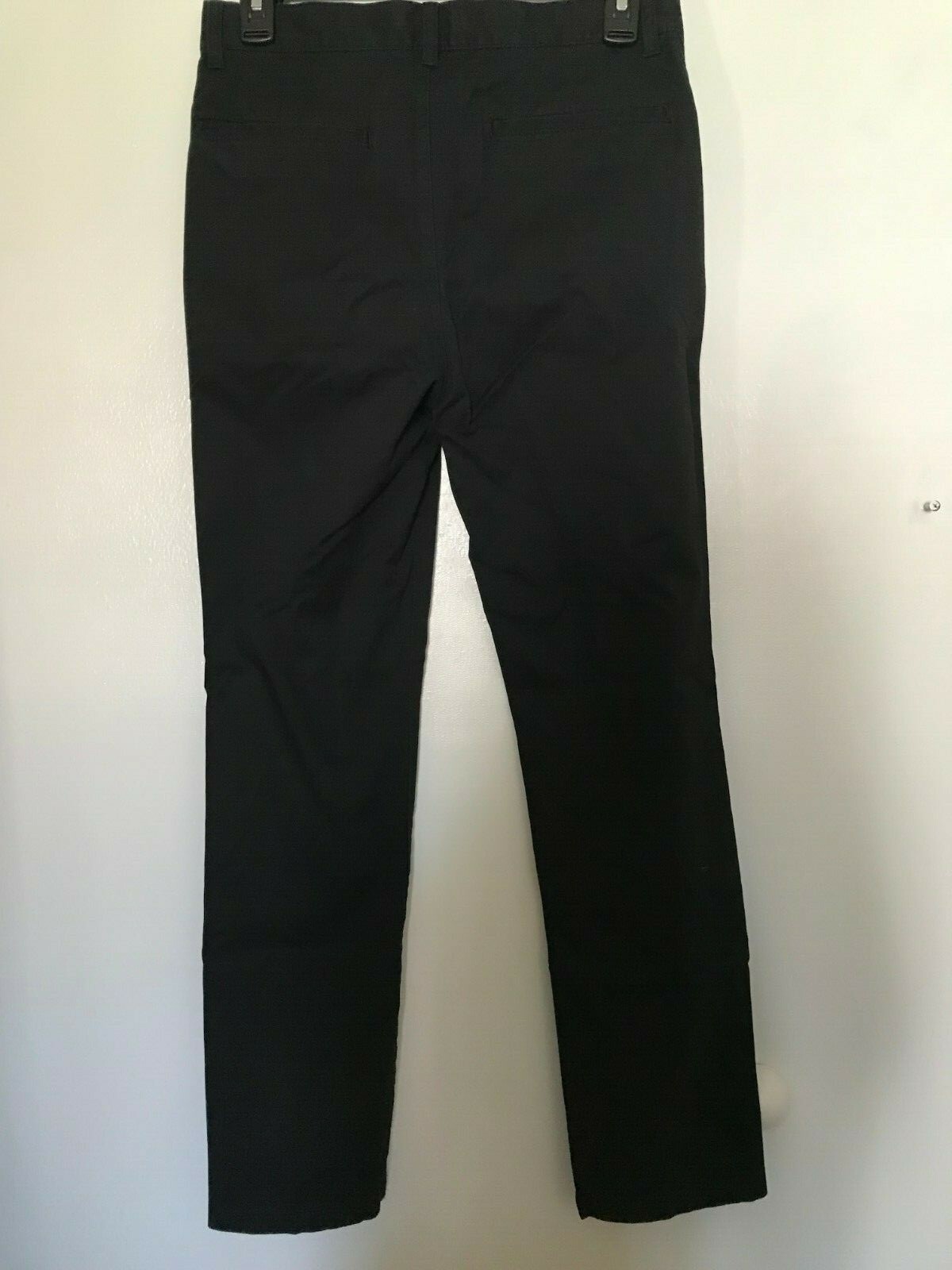 Essentials Big Boys’ Straight Leg Flat Front Uniform Chino Pant, Black,14
