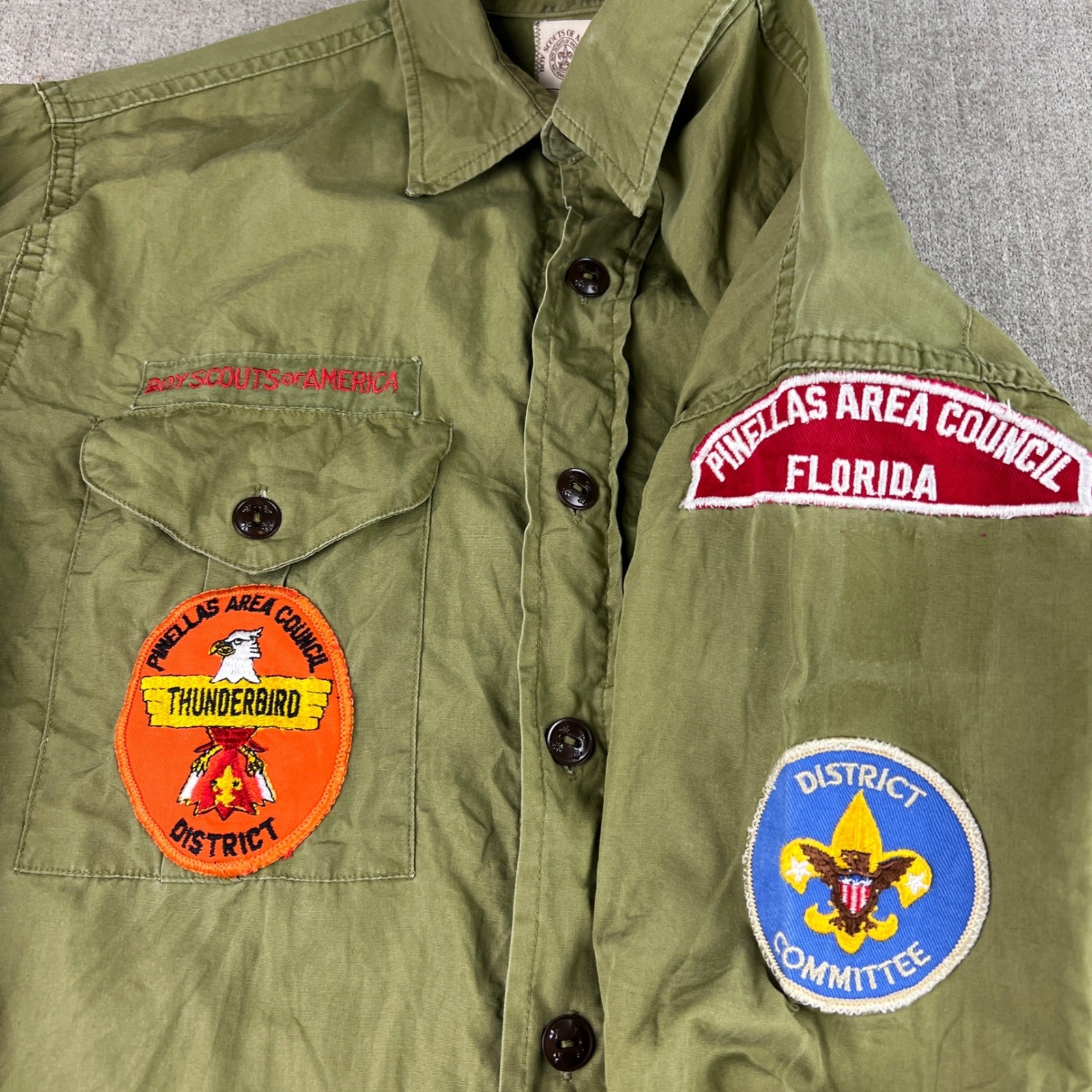 Vintage 70s Boy Scouts of America Uniform Shirt Lot of 4 Boys S Green Patches