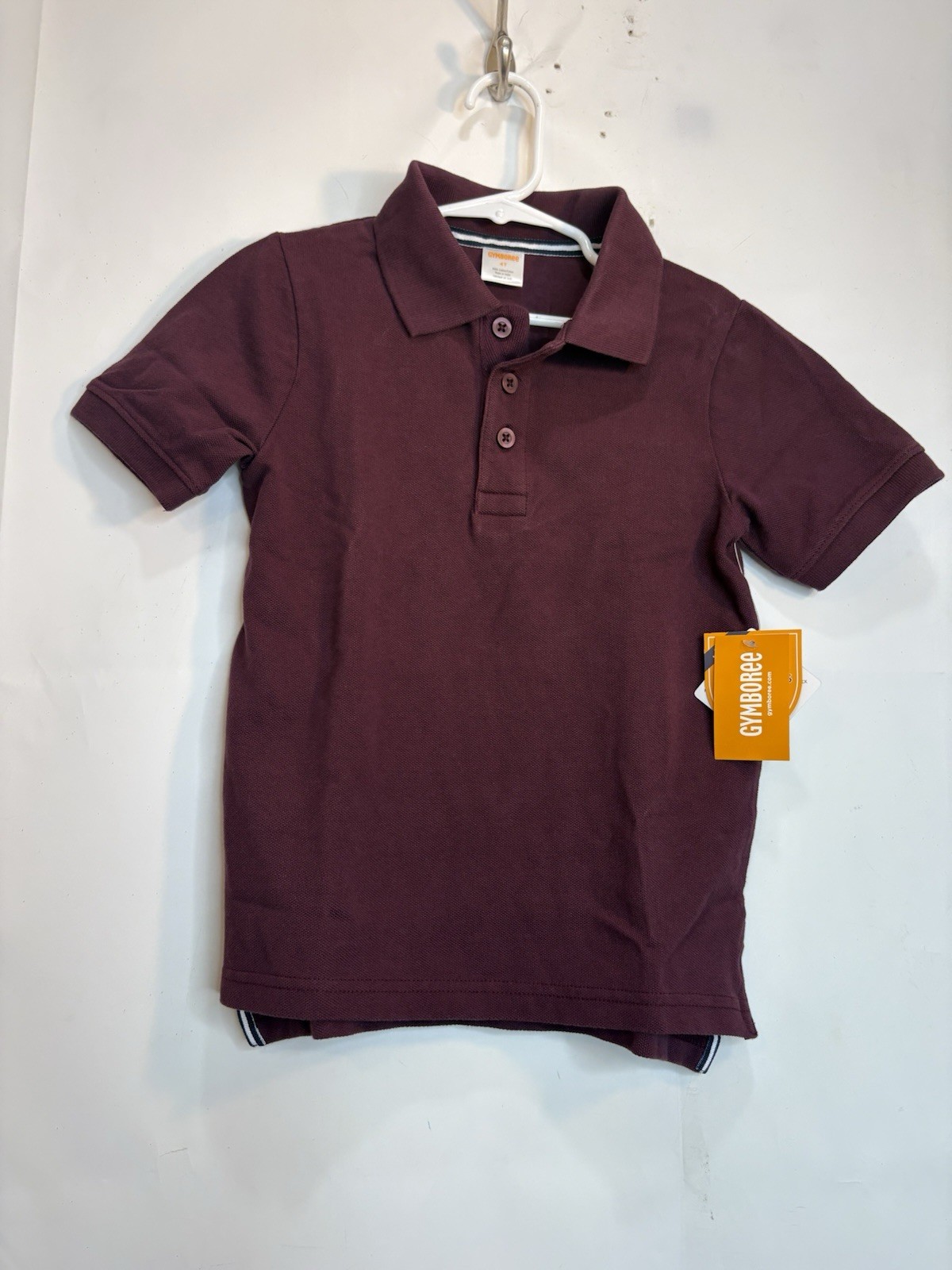 GYMBOREE Play Proof Boys Burgundy Stain-Resistant Polo Uniform Shirt