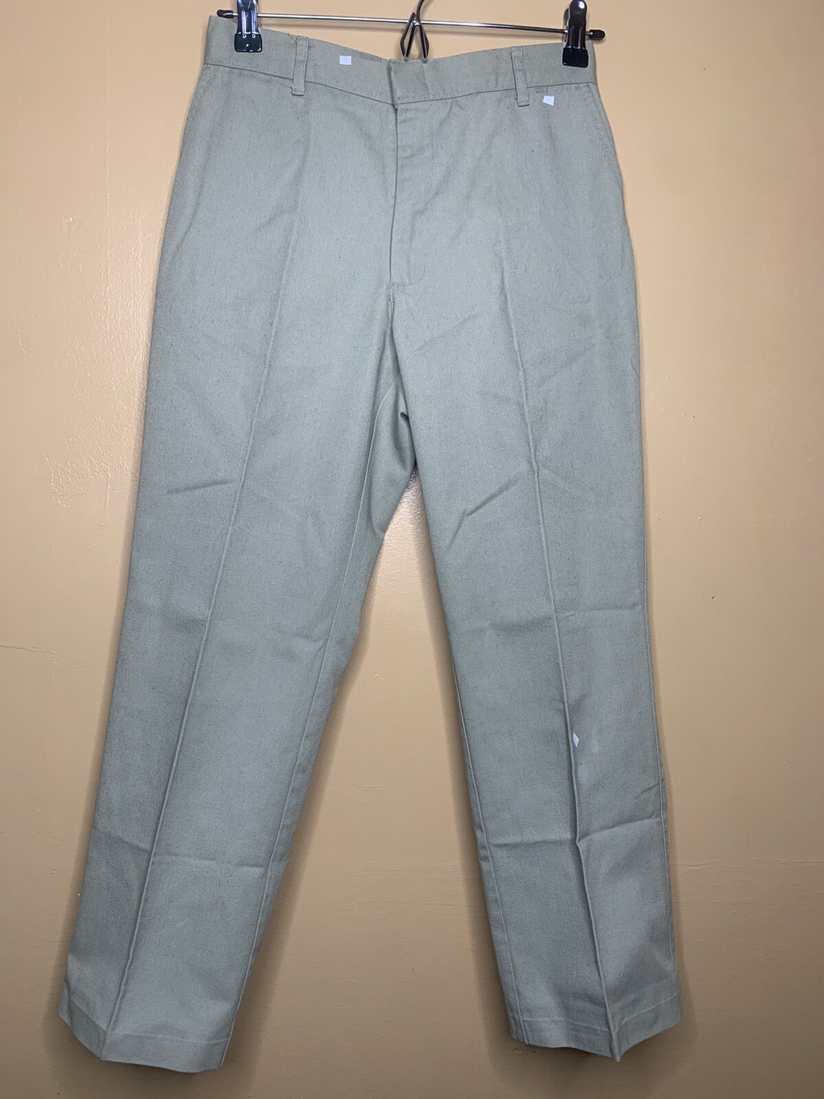 1Boy’s Husky 28 School Uniform Pants Straight Leg Beige Adjust Waist Khaki #1