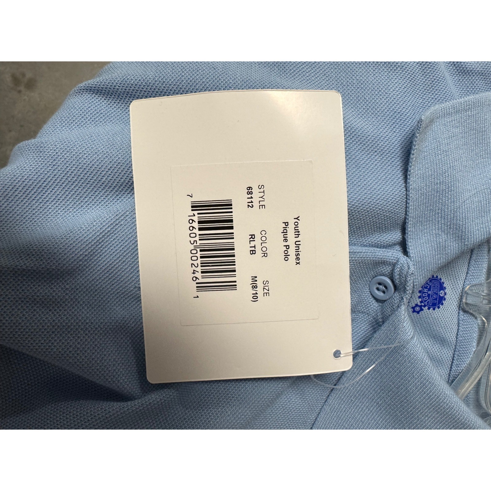 Real School Uniforms Light Blue Youth Pique Polo Size Medium