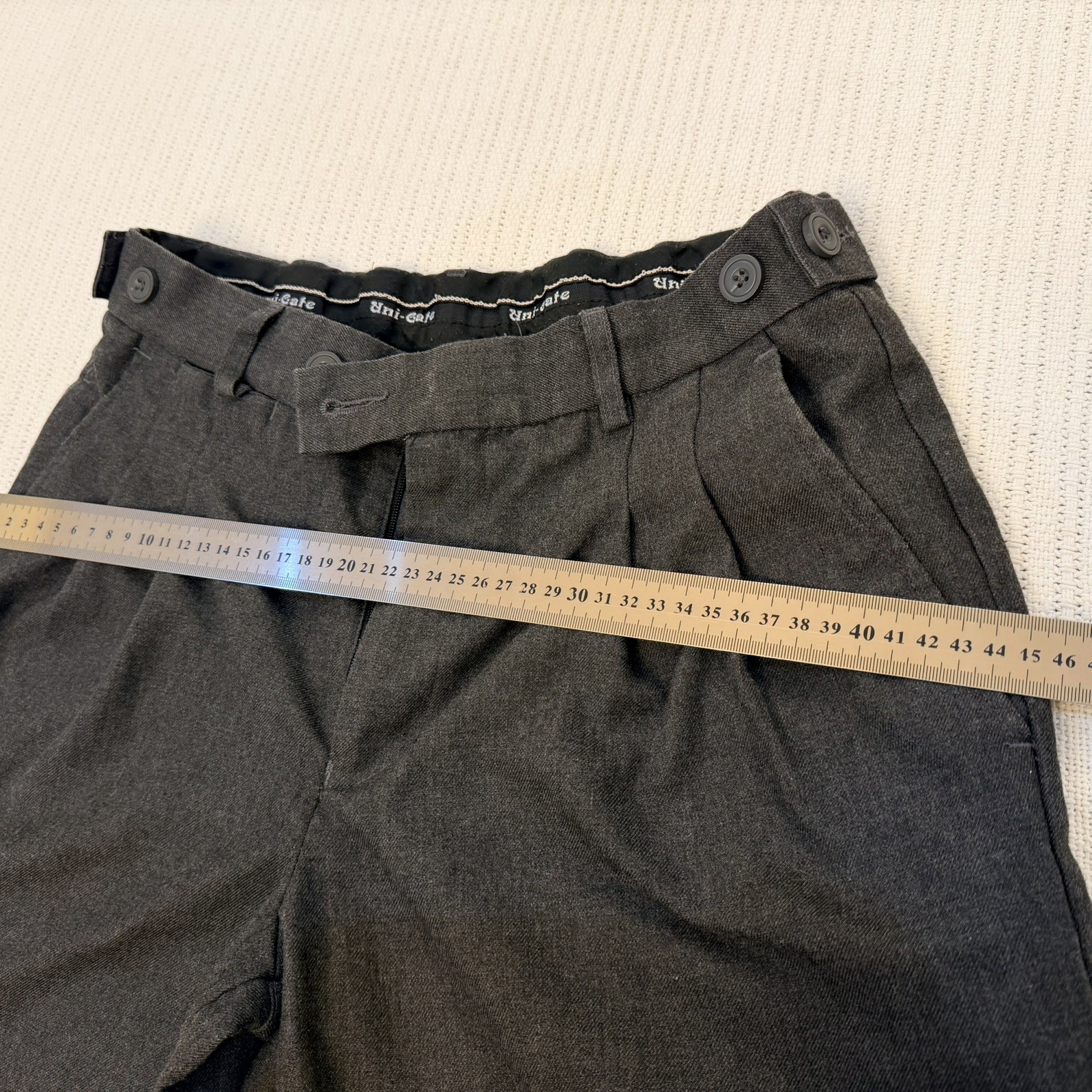 Uni-Gate Boys School Shorts Grey Pleated Adjustable Waist Size [ 13-14 years]