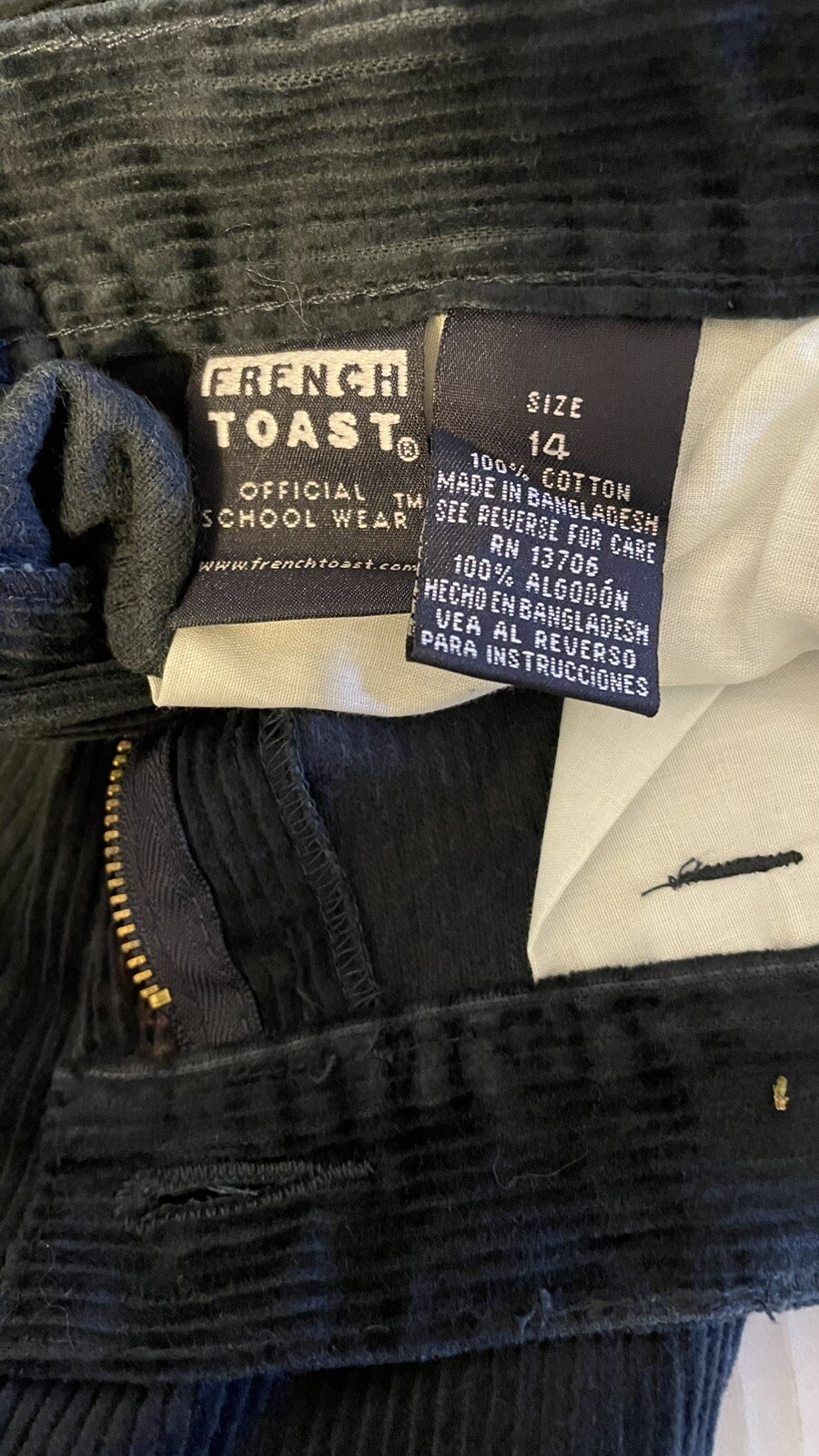 French Toast Corduroy Boy’s School Uniform Pants Size 14 Navy Blue New
