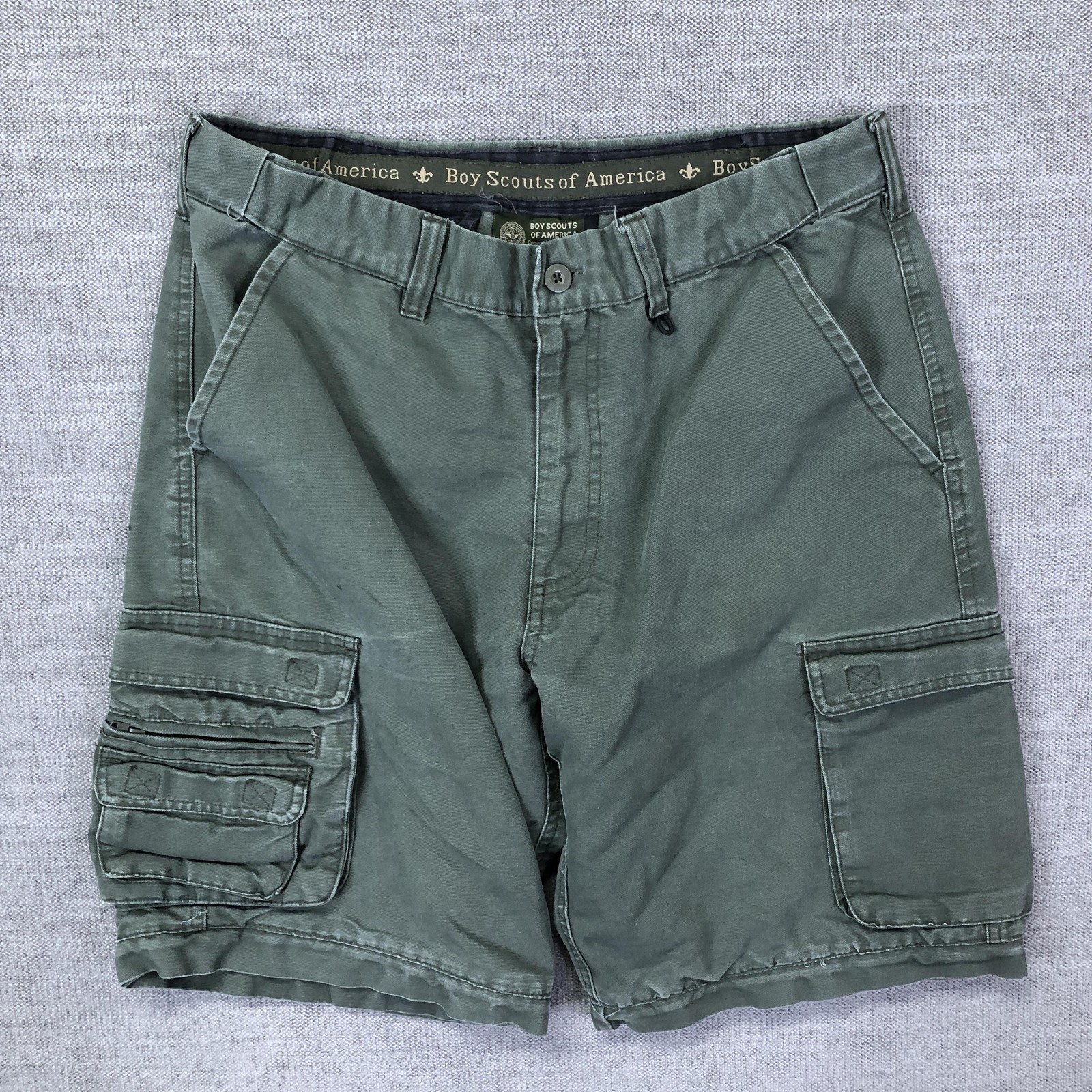 Boy Scouts Of America Shorts Youth 18 Green Uniform Cargo Twill Pockets Hiking