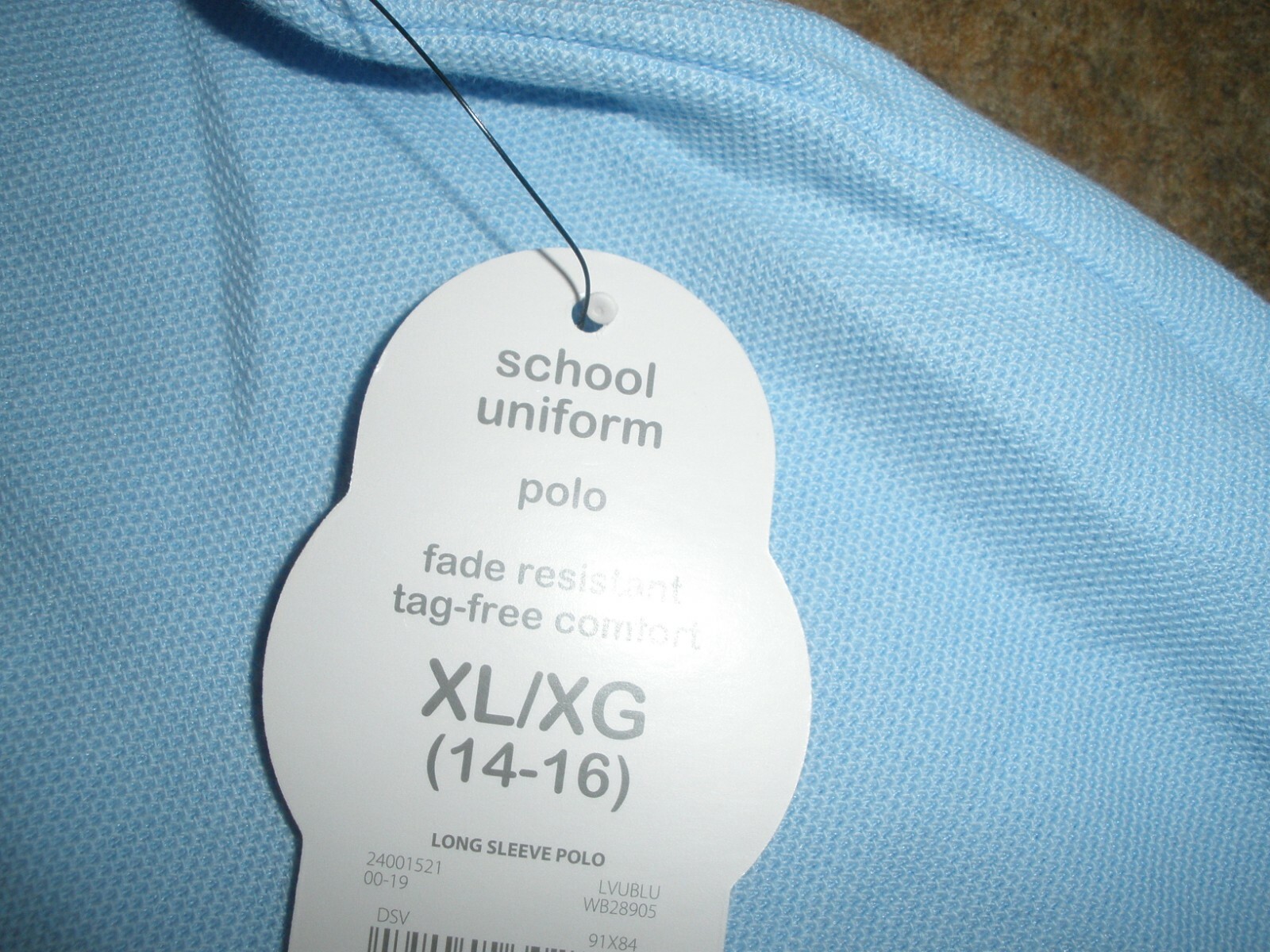 NEW Wonder Nation School Uniform Polo Blue Long Sleeves XL 14-16 (A1)