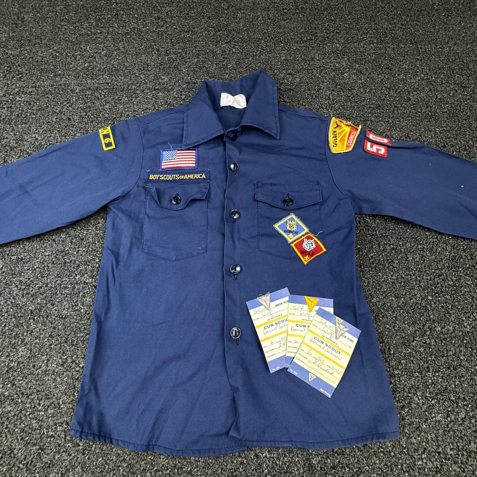 Boy Scouts Of America Uniform Boys 10 Blue Long Sleeve Button Pockets Patch