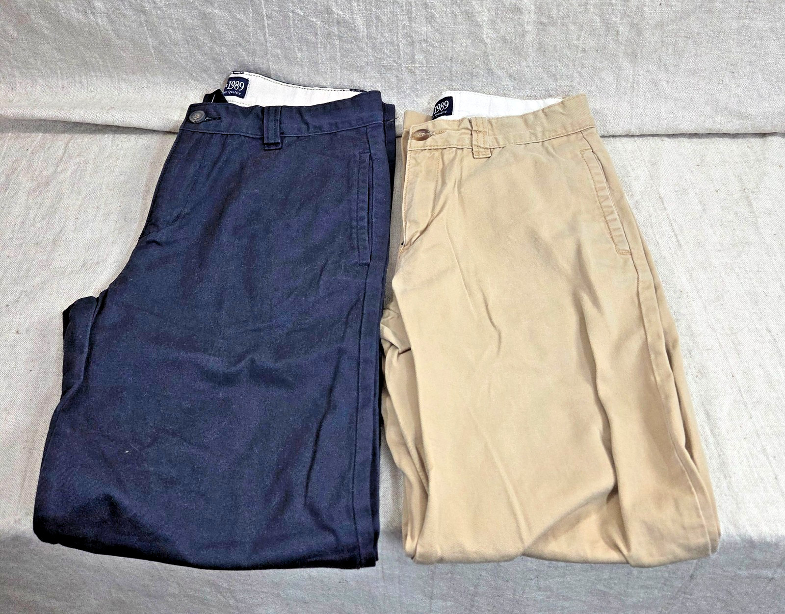 Lot of 2 The Children’s Place Boys Chino Pants Size 12 & 14 Navy & Khaki Uniform